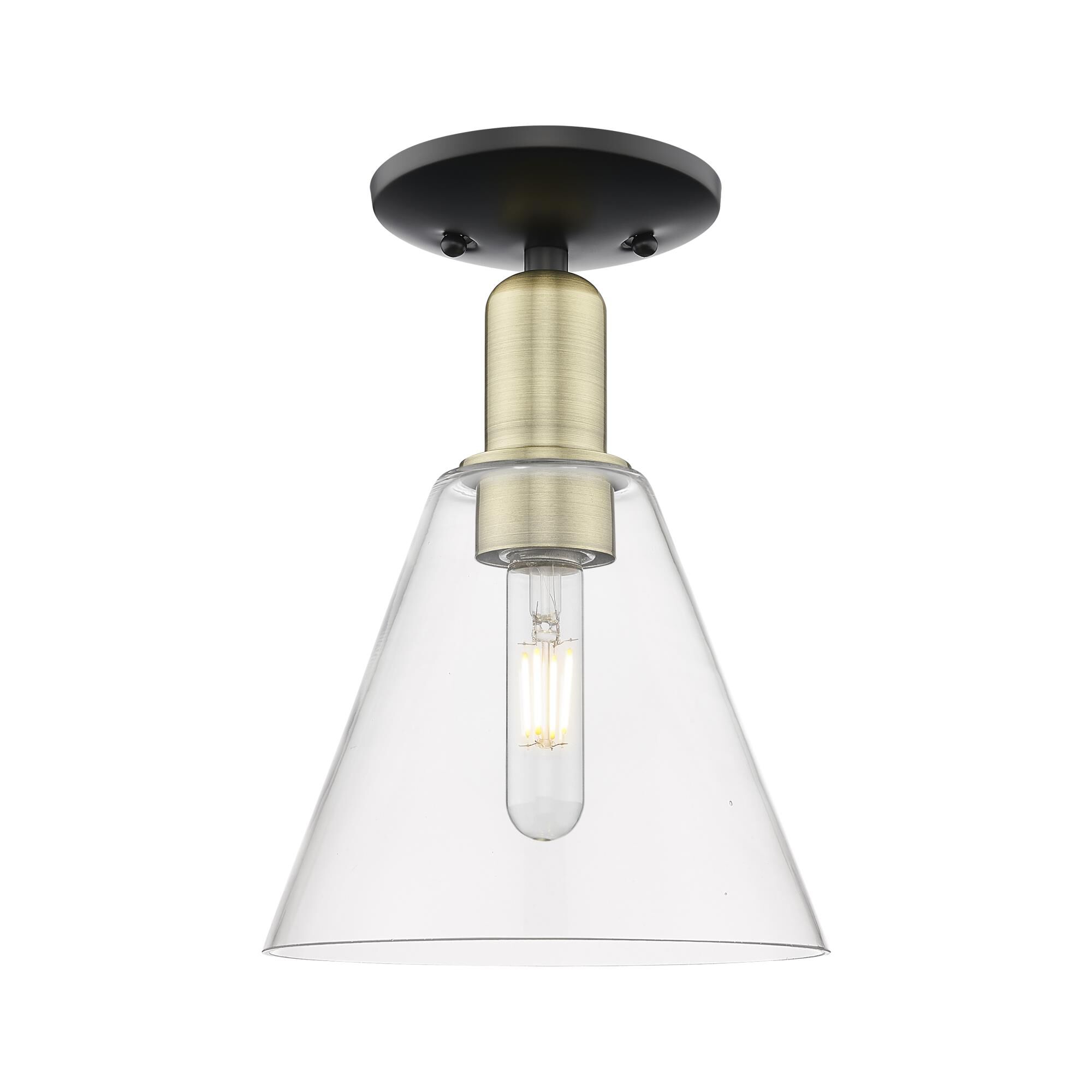 Shown in Black Antique Brass finish and Clear glass