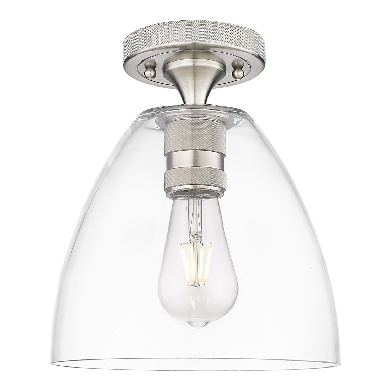 Shown in Satin Nickel finish and Clear glass