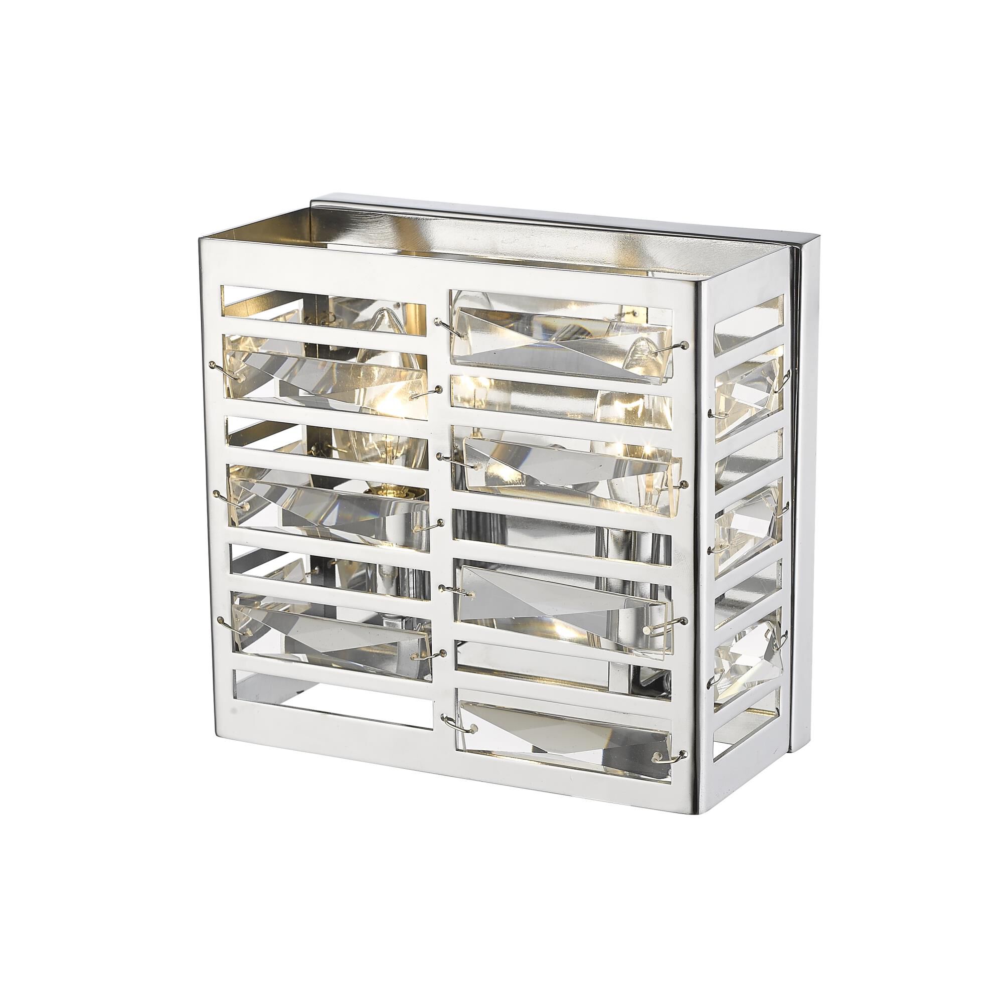 Shown in Chrome finish and --- glass and --- shade