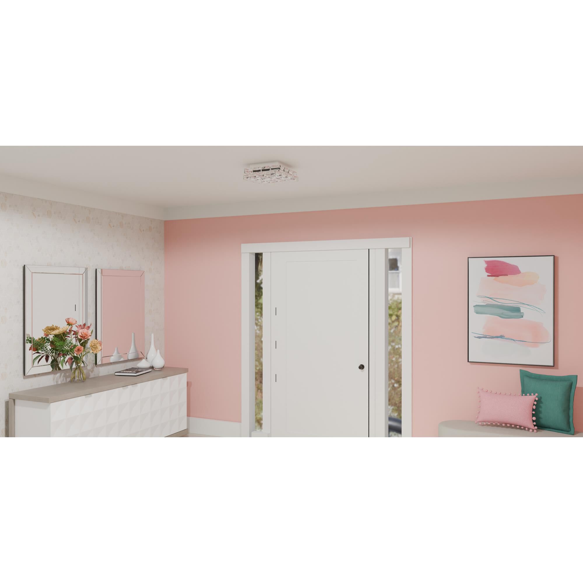 Shown in Polished Chrome finish and Clear Crystal glass