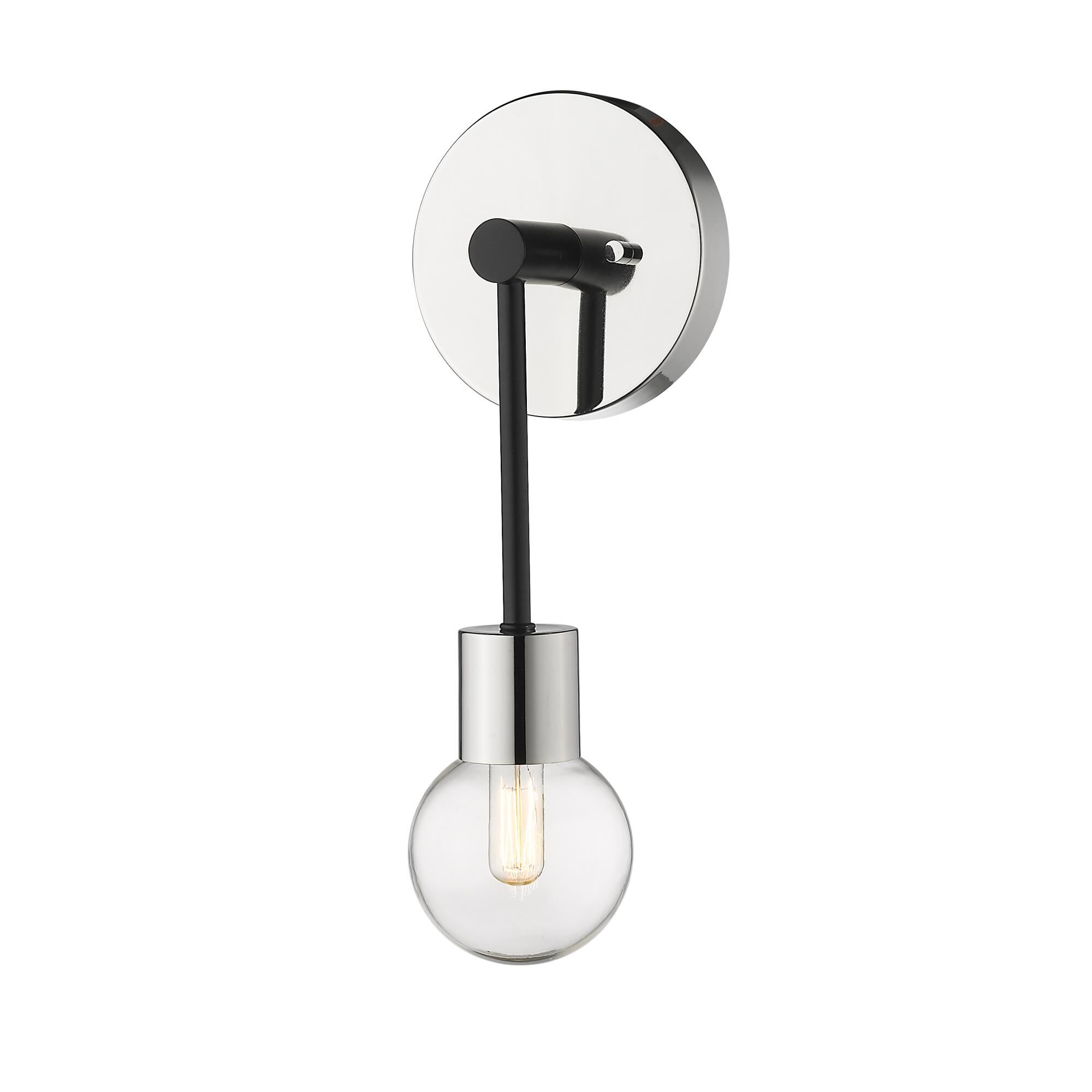 Shown in Matte Black + Polished Nickel finish and Glass shade