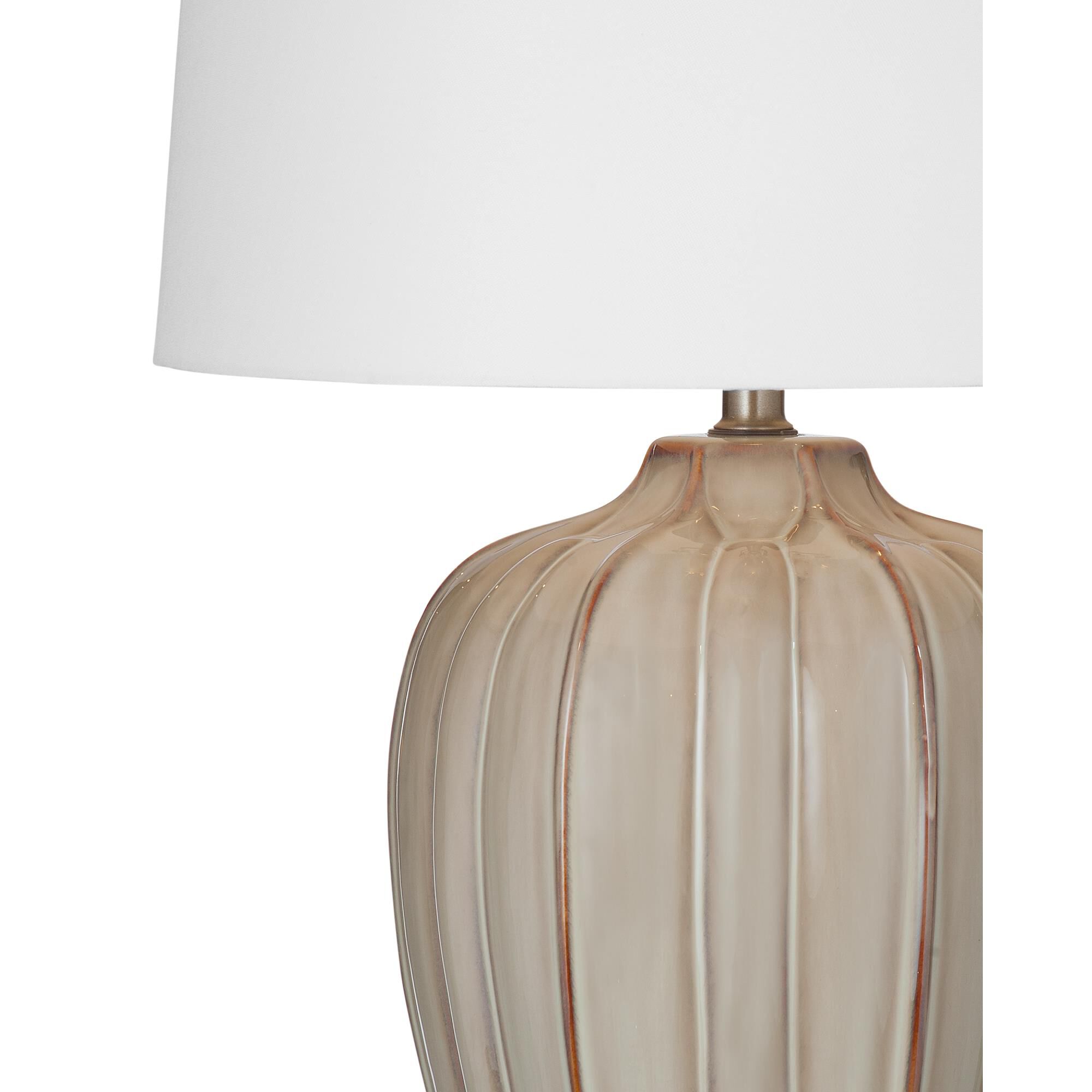 Shown in Beige and White finish and White shade
