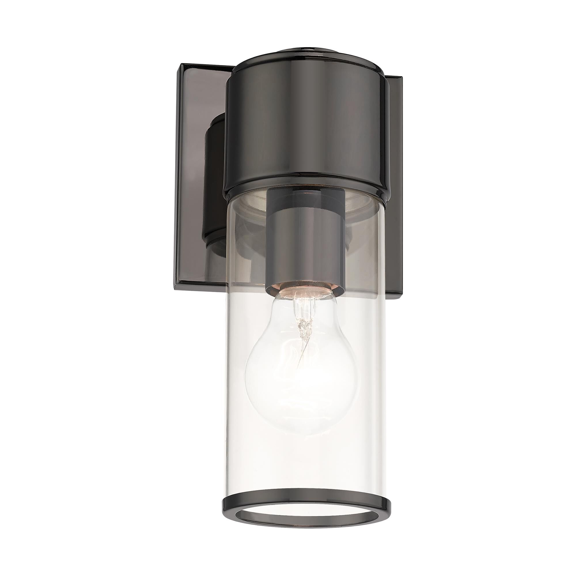 Shown in Black Chrome finish and Clear  glass