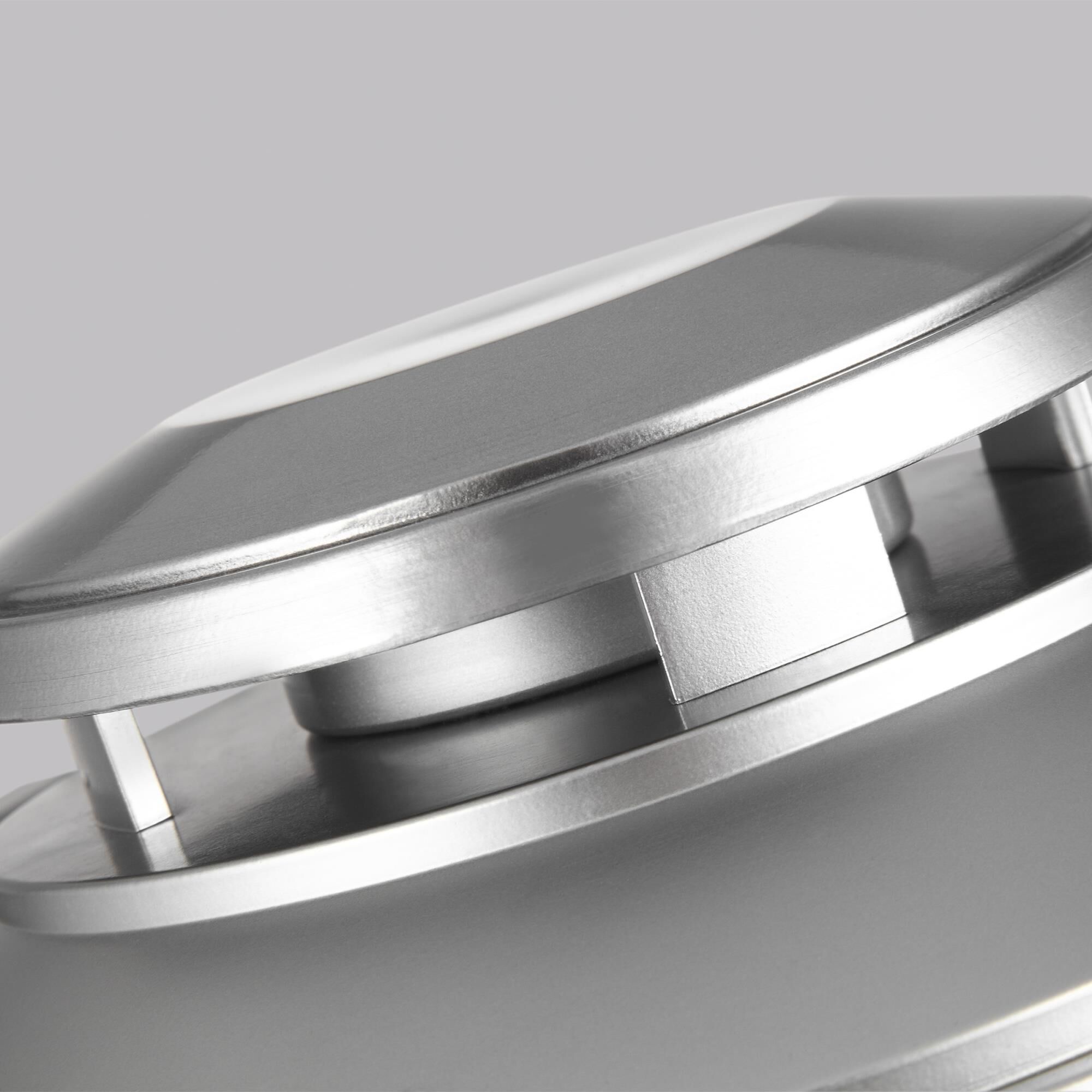 Shown in Painted Brushed Steel finish and Etched glass