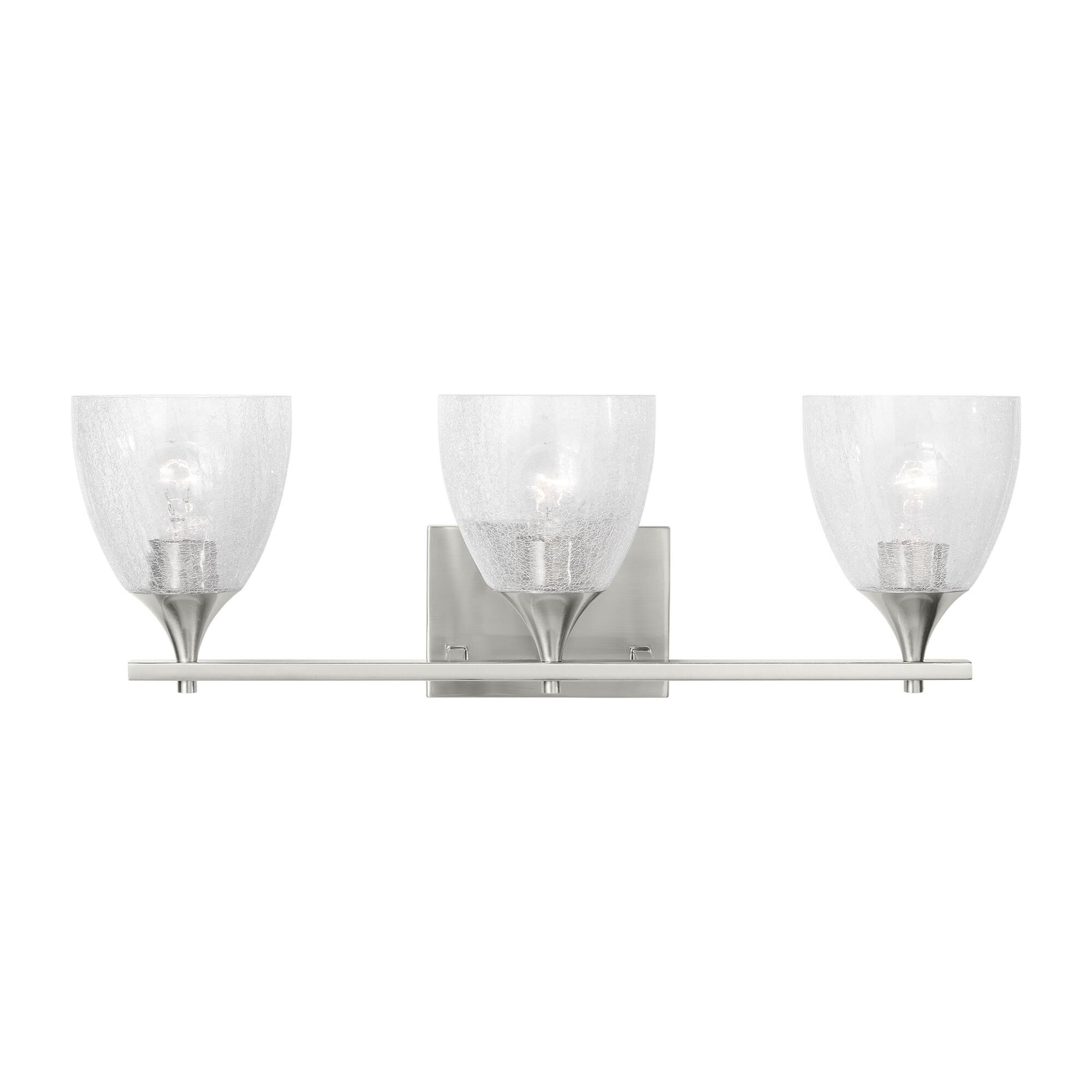 Shown in Brushed Nickel finish and Clear Crackle glass
