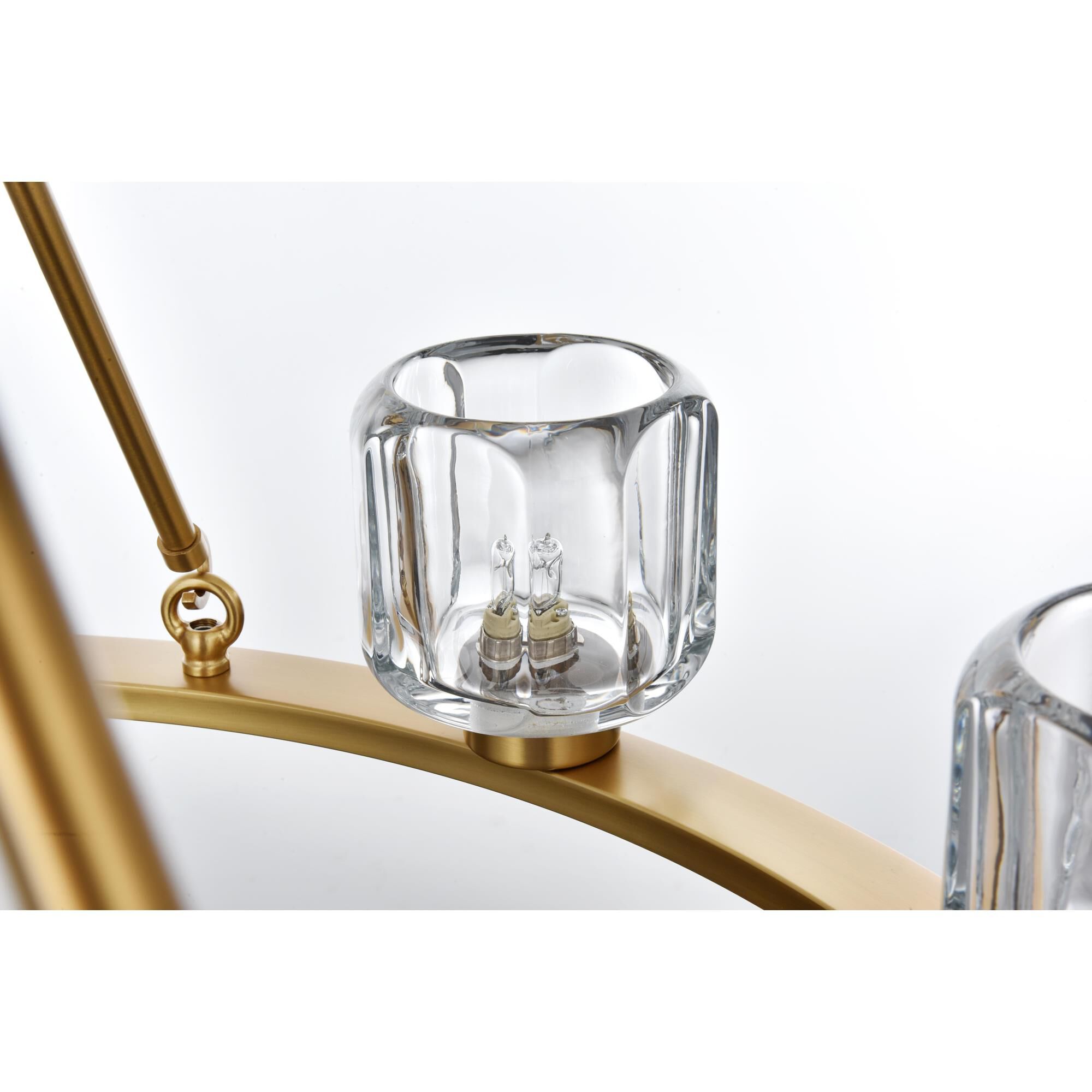 Shown in Satin Gold  finish and Clear glass