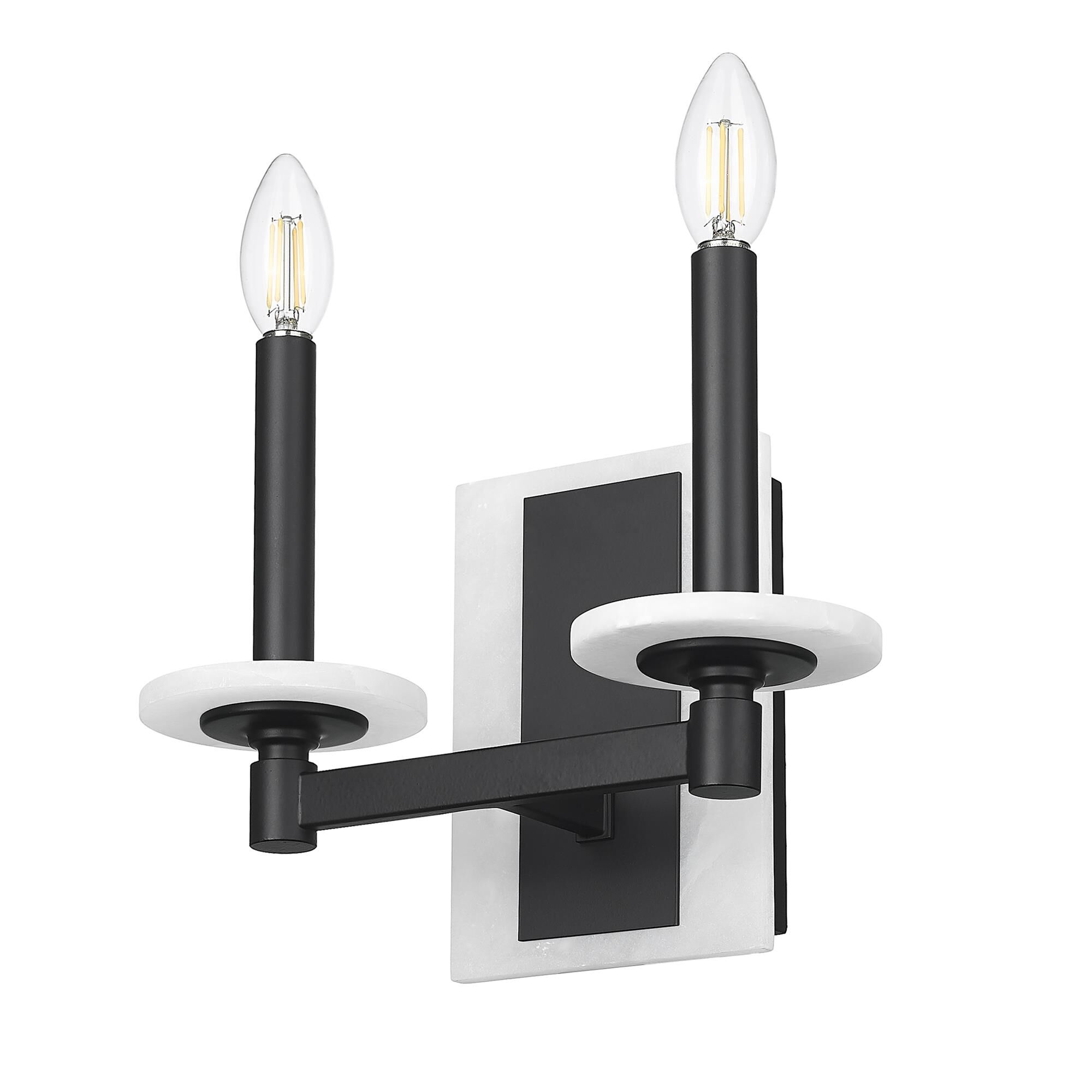 Shown in Matte Black finish and Alabaster glass and Alabaster shade