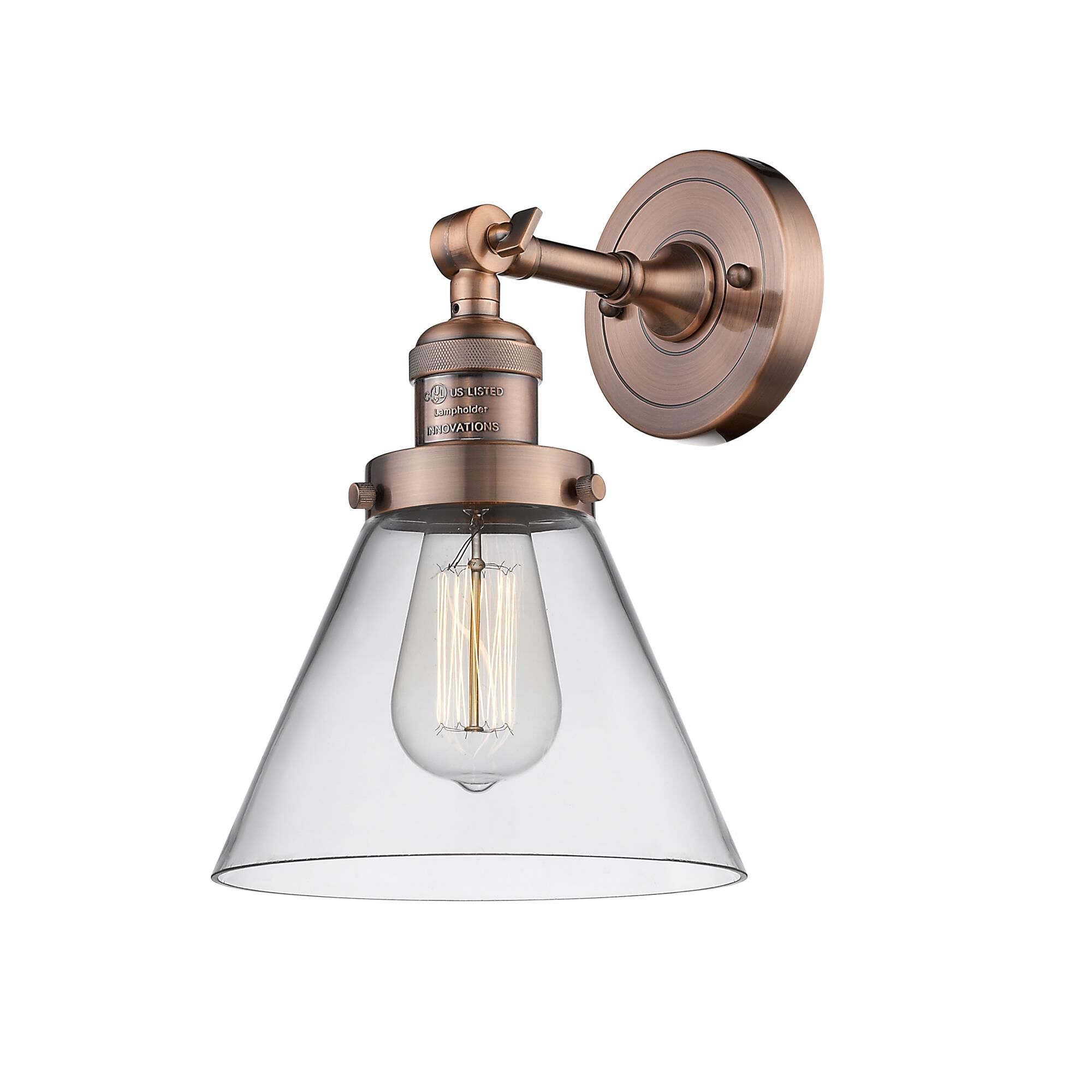 Shown in Antique Copper finish and Clear glass