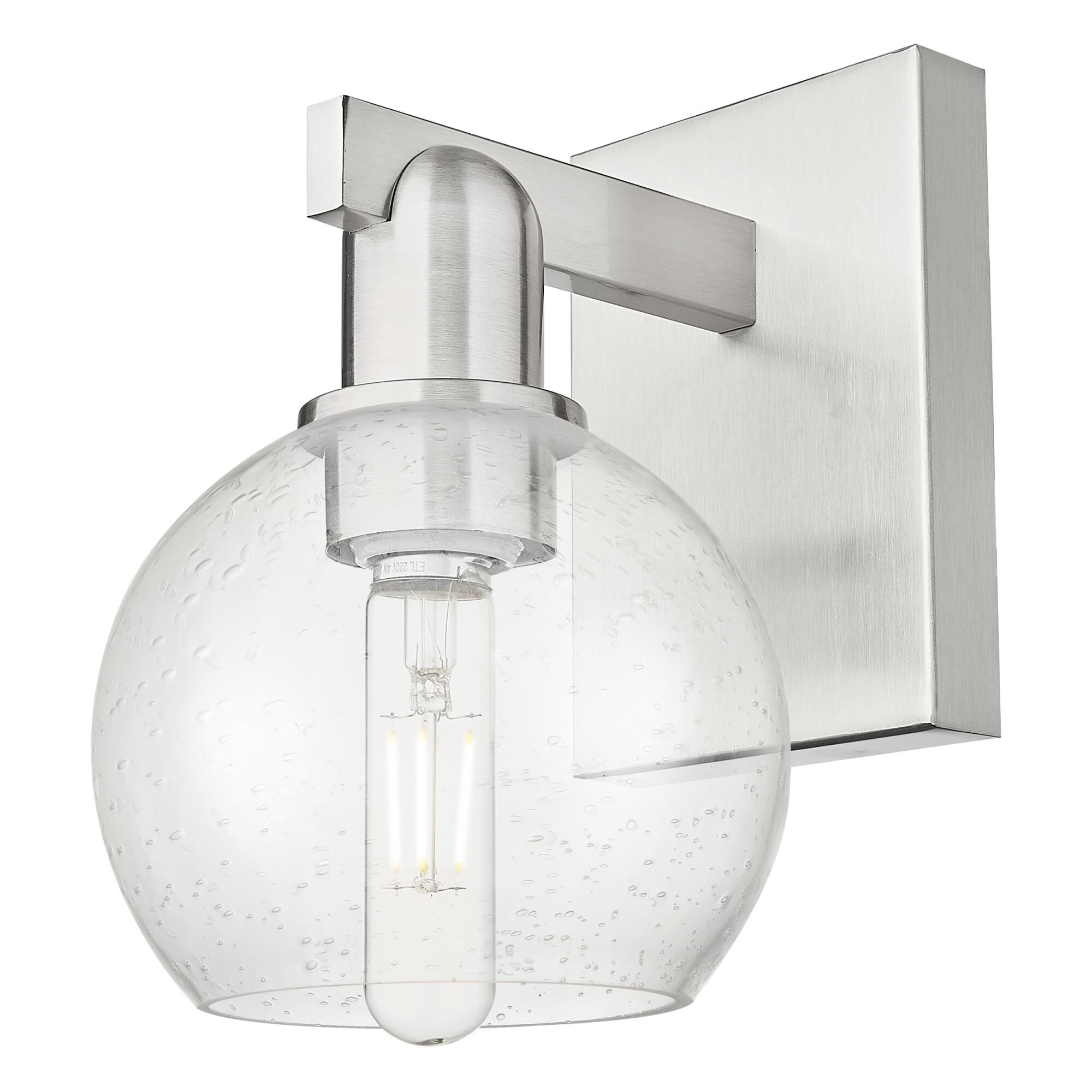 Shown in Brushed Satin Nickel finish and Seedy glass