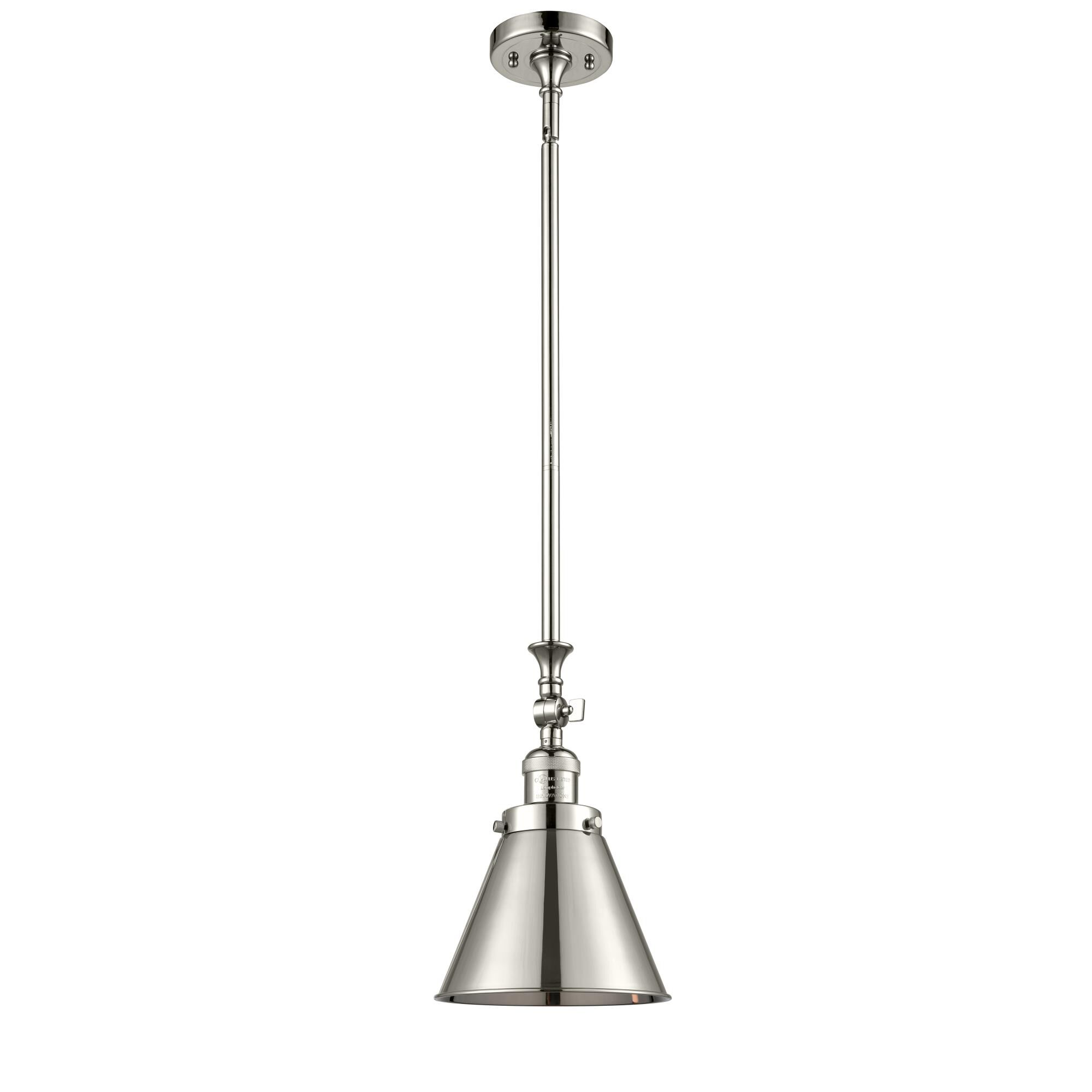 Shown in Polished Nickel finish and Metal - Polished Nickel - Cone shade