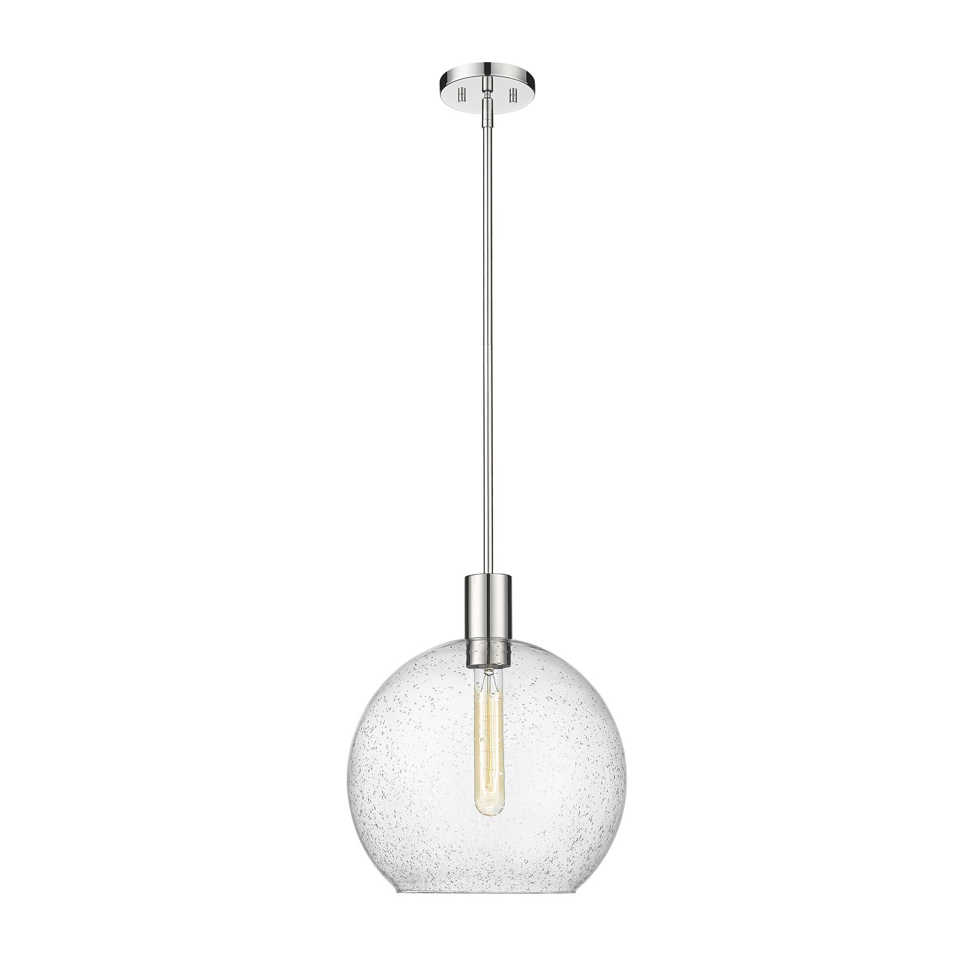 Shown in Polished Nickel finish and Clear Seedy glass