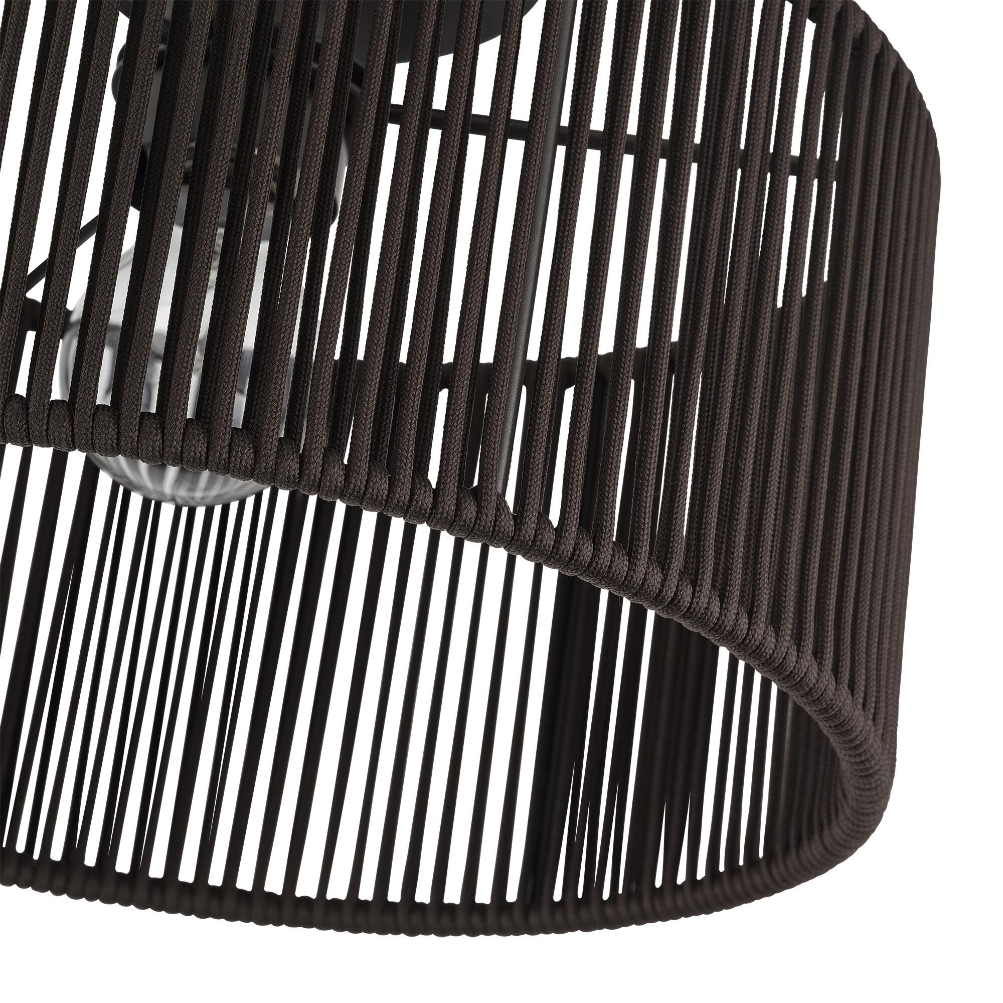 Shown in English Bronze finish and Hand-Woven Dark Chocolate Color Polyester Rope shade