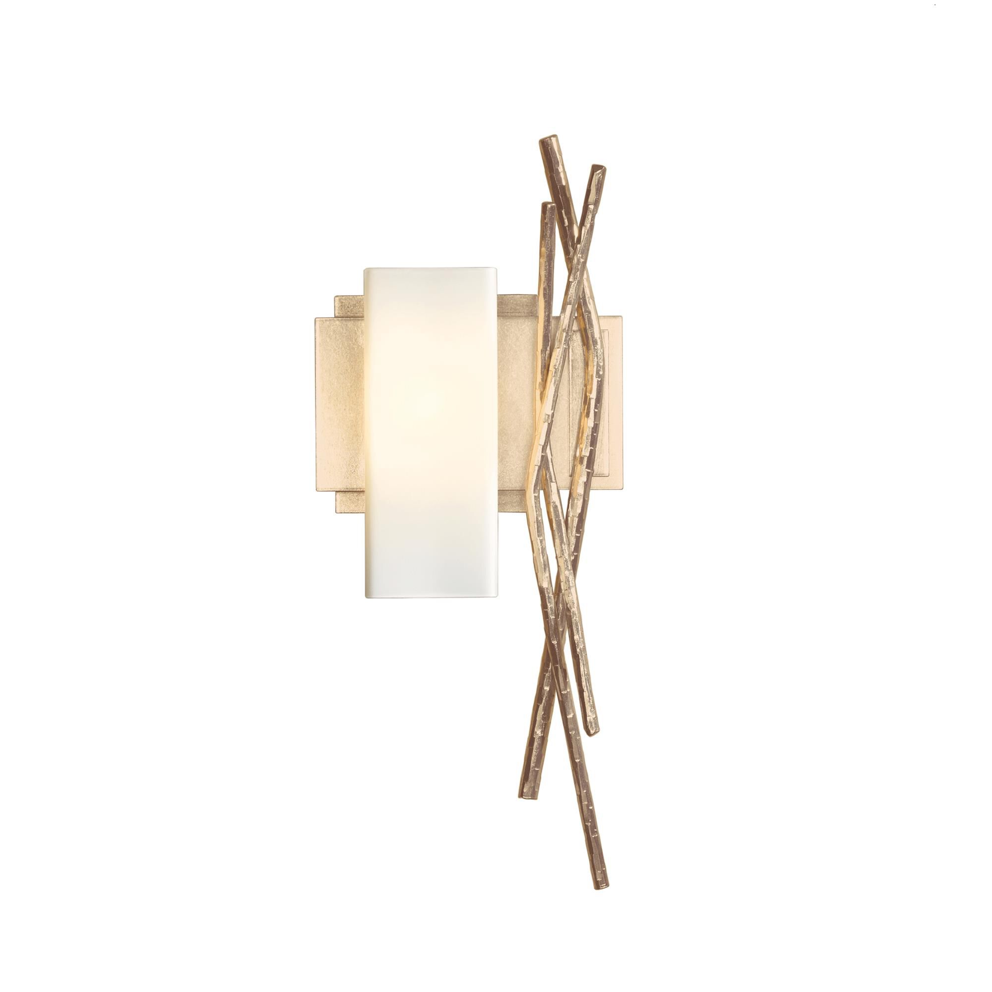Shown in Soft Gold finish and Opal  glass and Orientation: Left accent