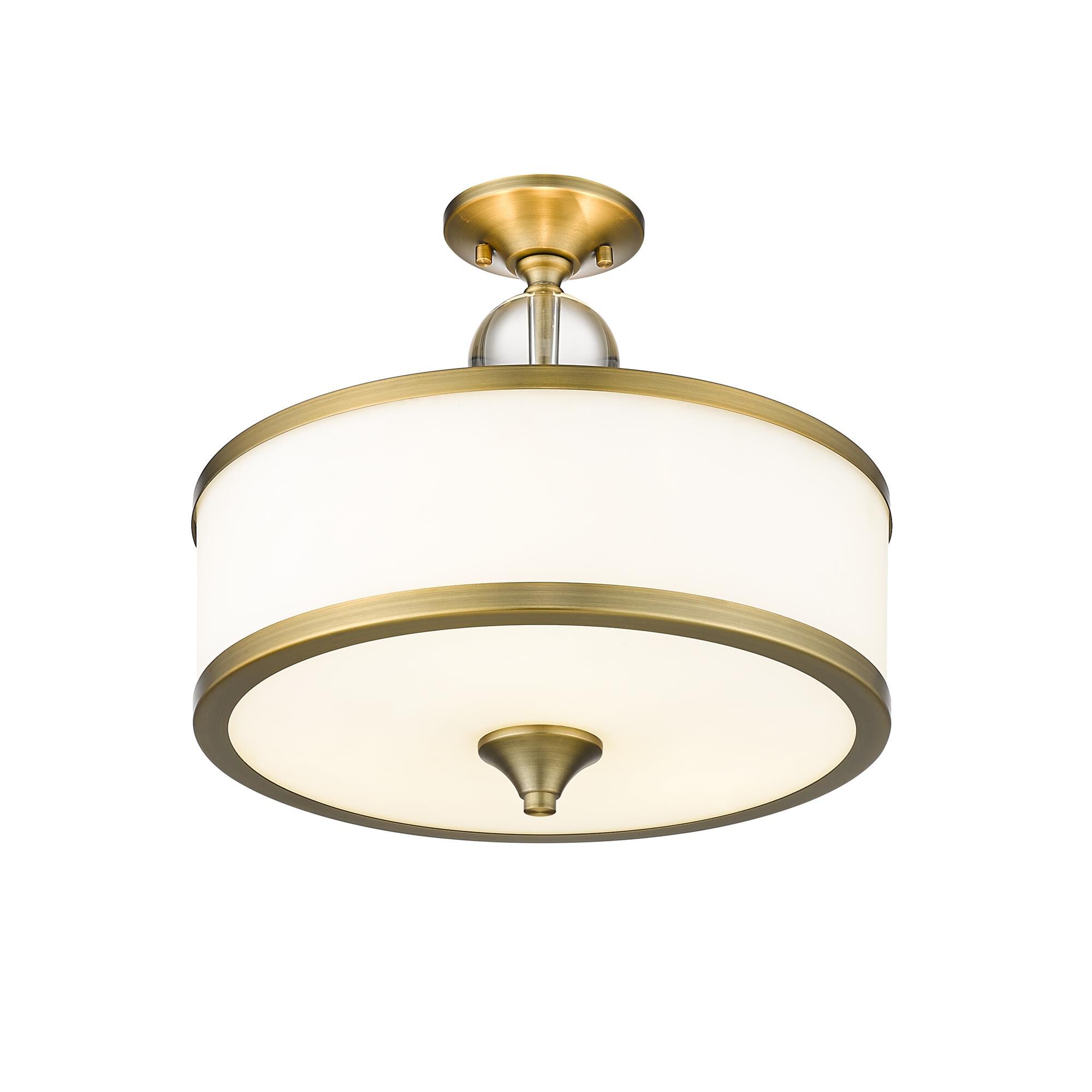 Shown in Heritage Brass finish and Glass shade