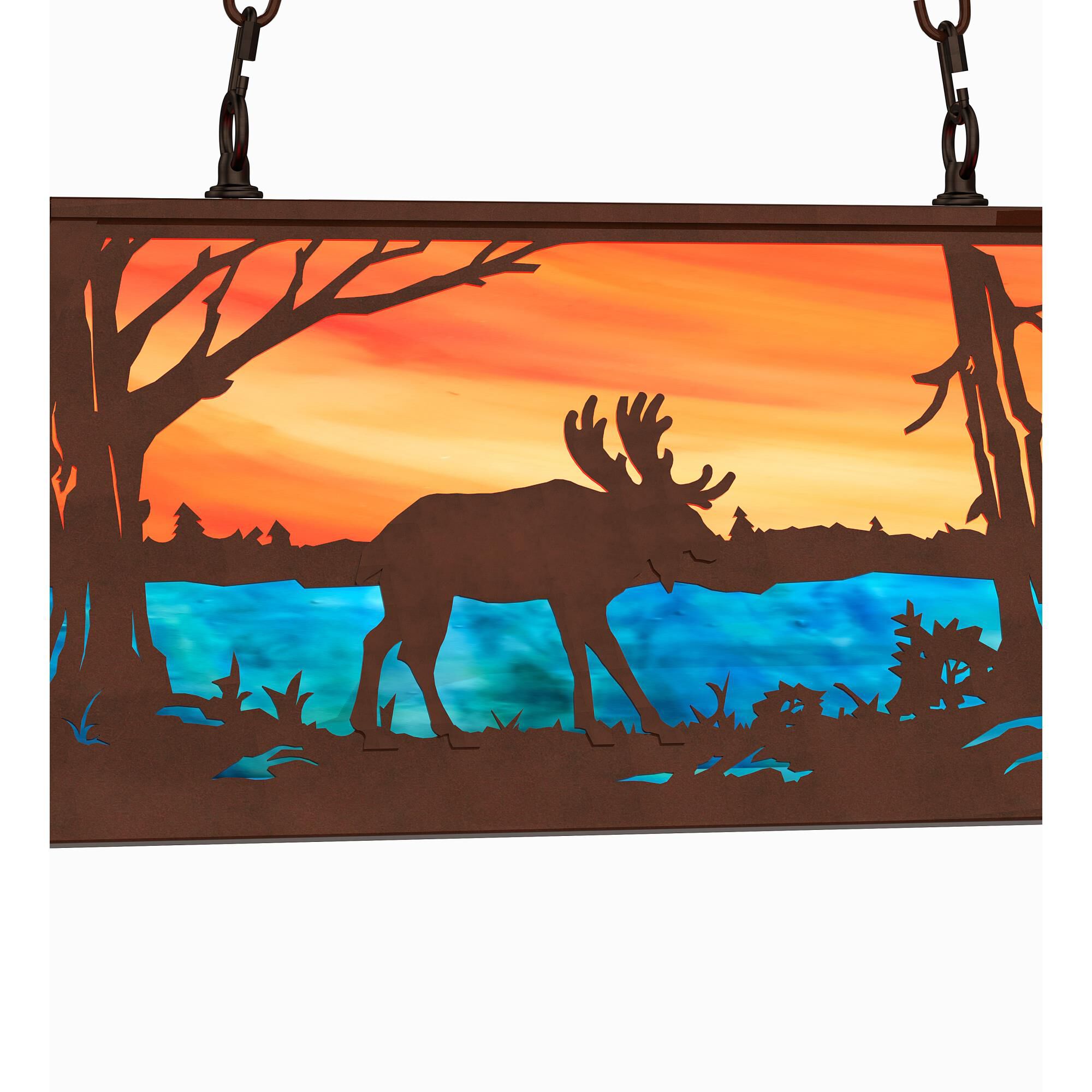 Moose At Lake 33 Inch 6 Light Linear Suspension Light by Meyda Lighting