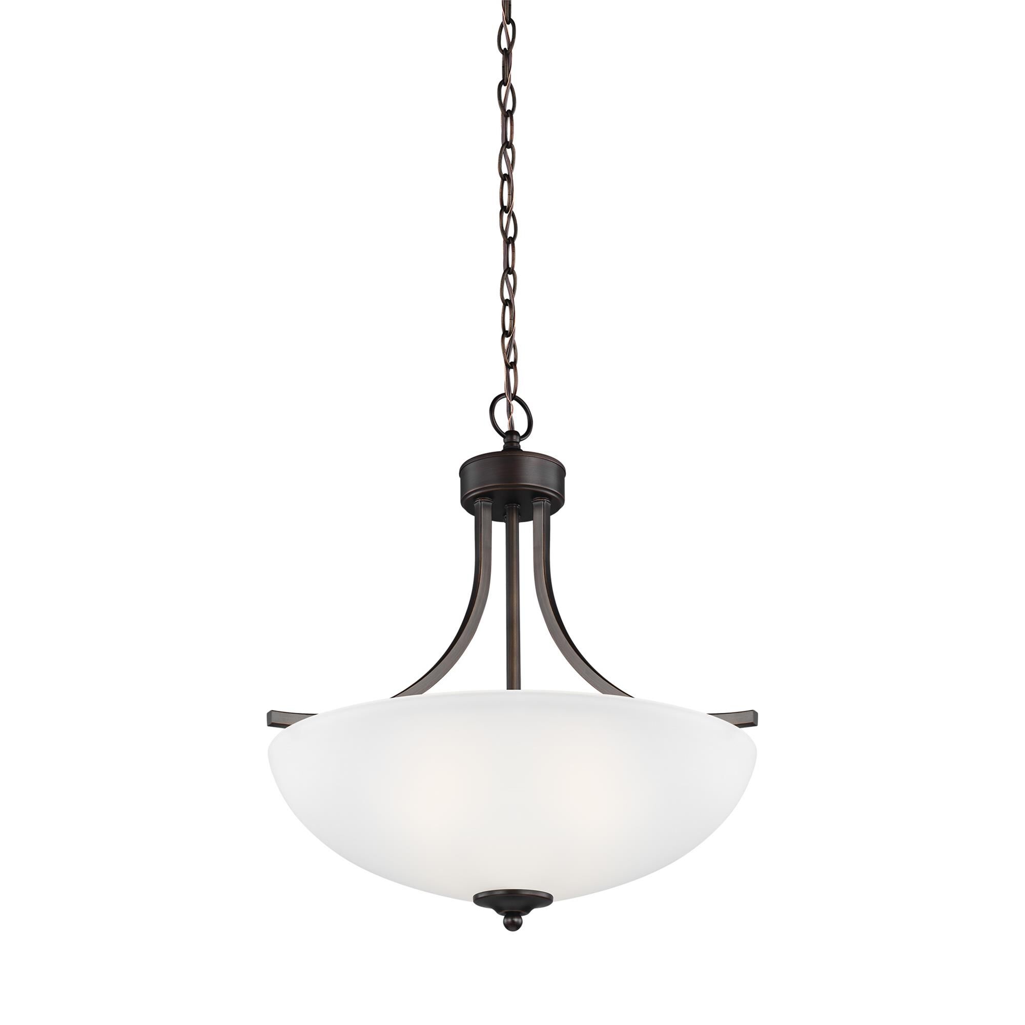 Shown in Burnt Sienna finish and Satin Etched  Shade glass and Satin Etched Glass shade