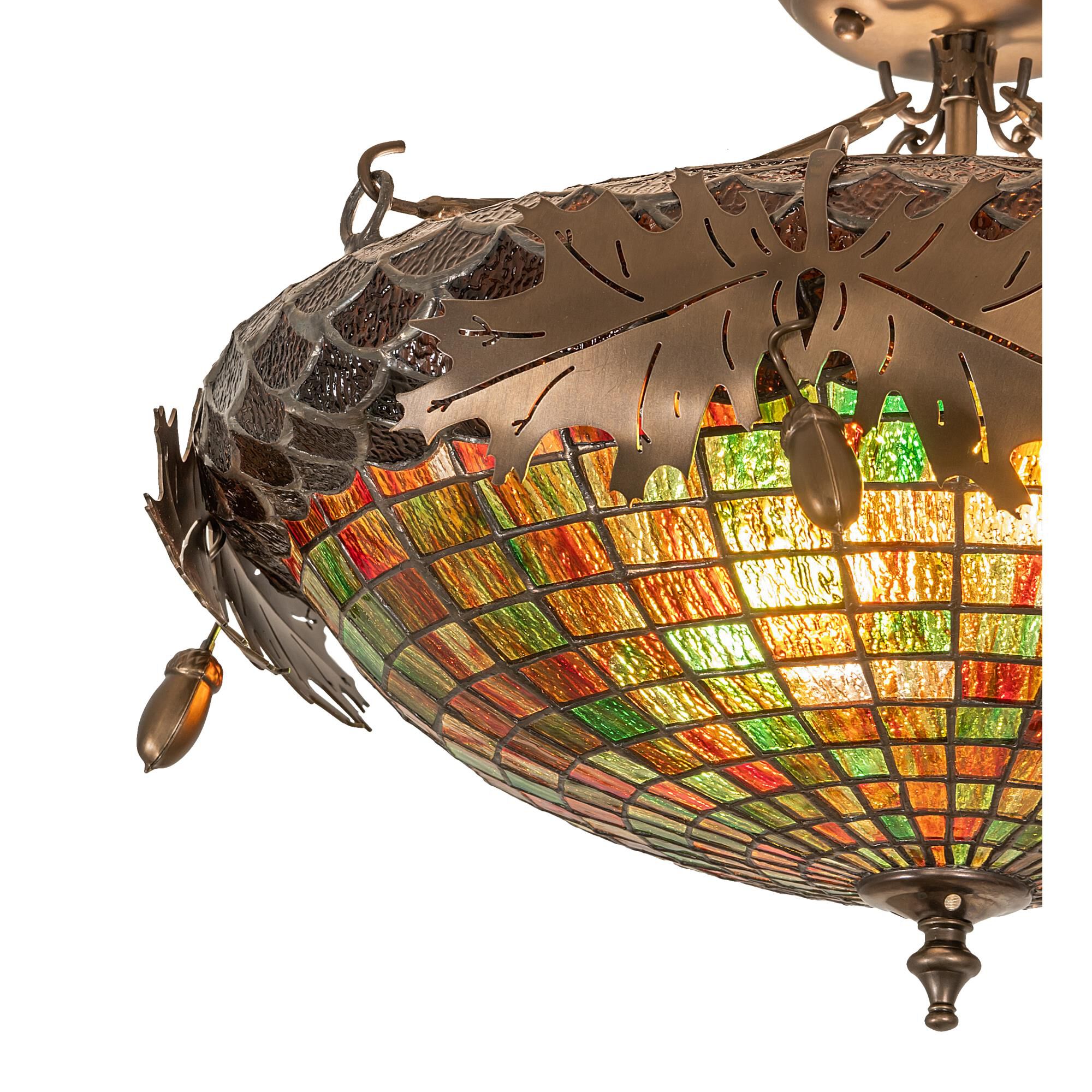 Shown in Antique Copper Finish finish and Ruby;Green;Chocolate glass