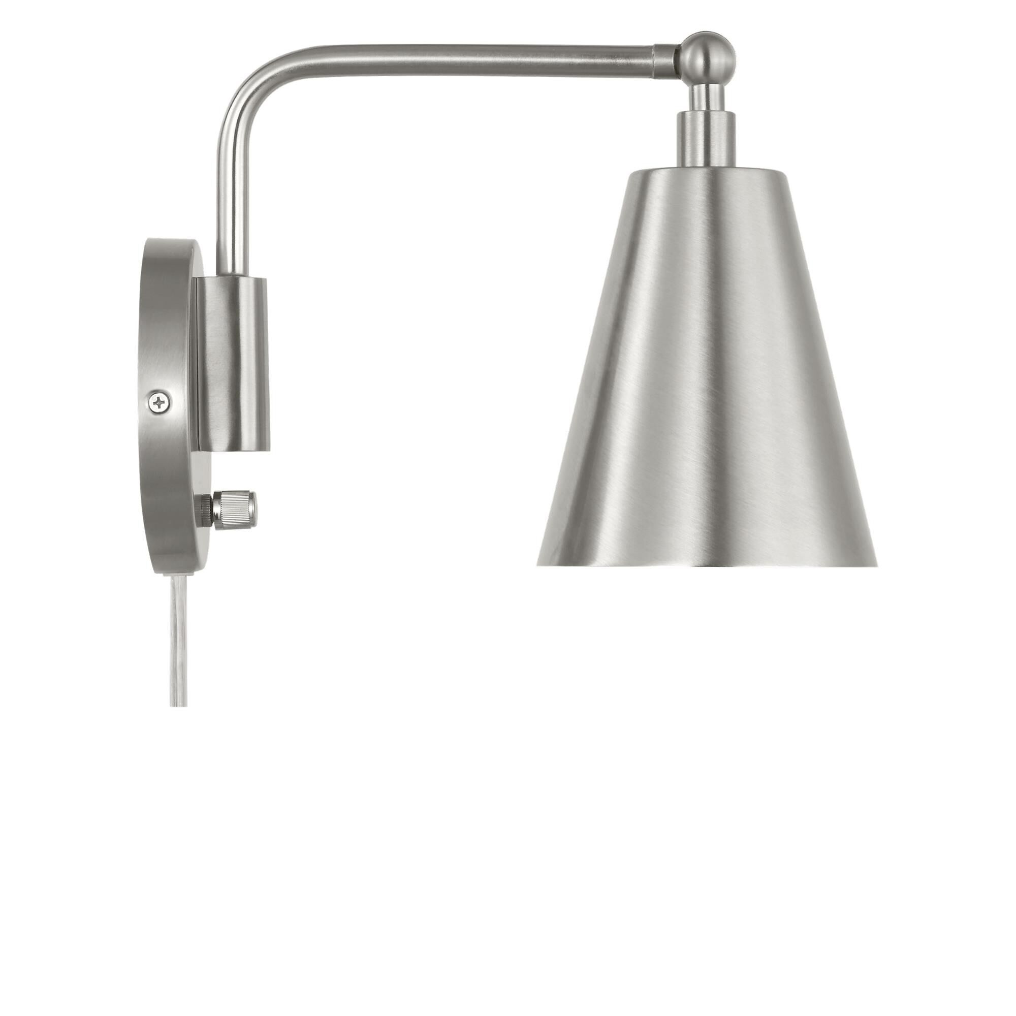Shown in Burnished Brass finish and Steel shade