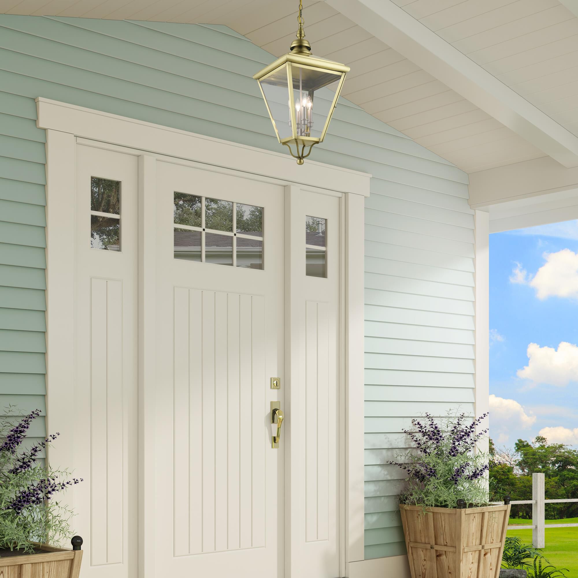 Shown in Antique Brass With Brushed Nickel Cluster finish and Clear glass