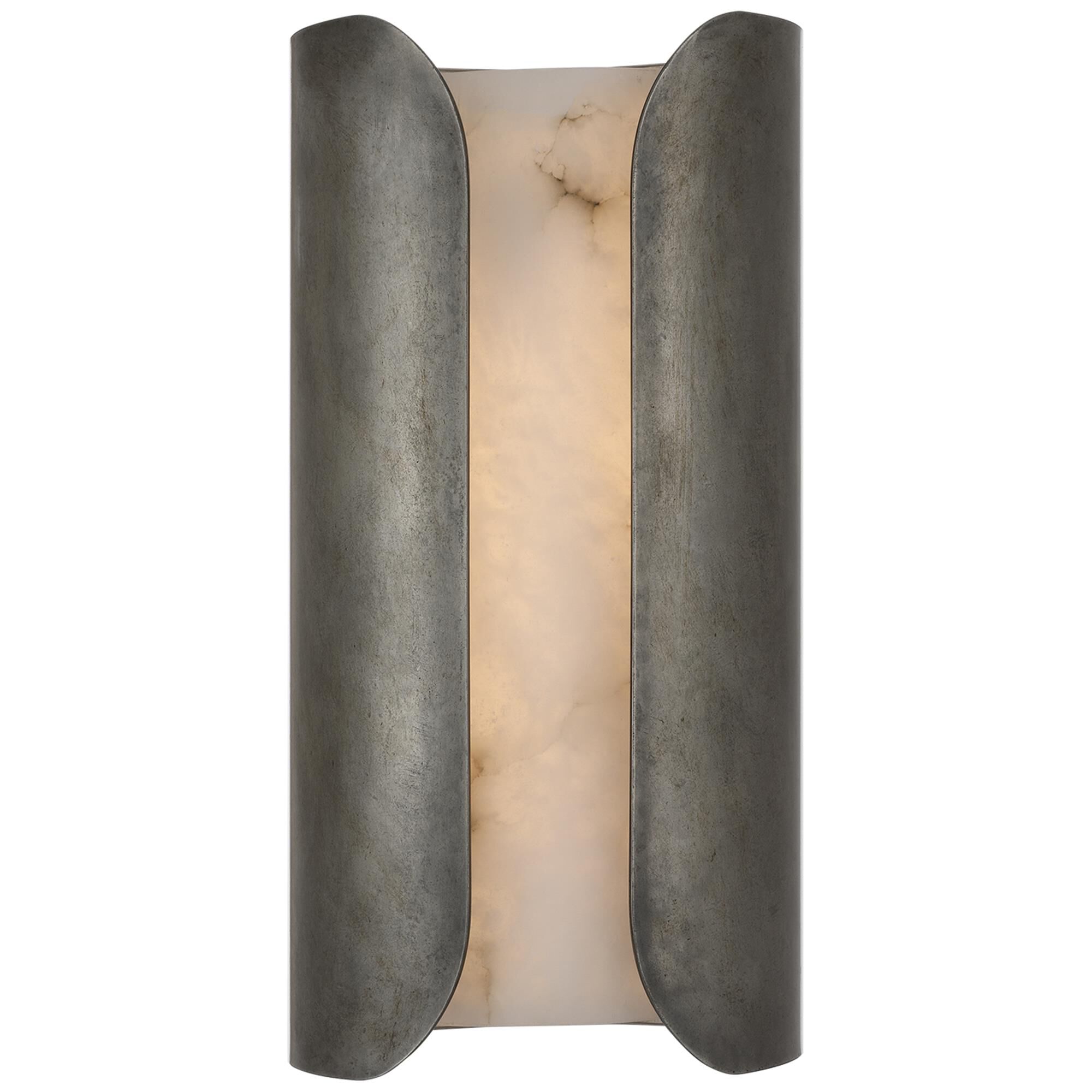 Shown in Mottled Pewter finish and Alabaster shade