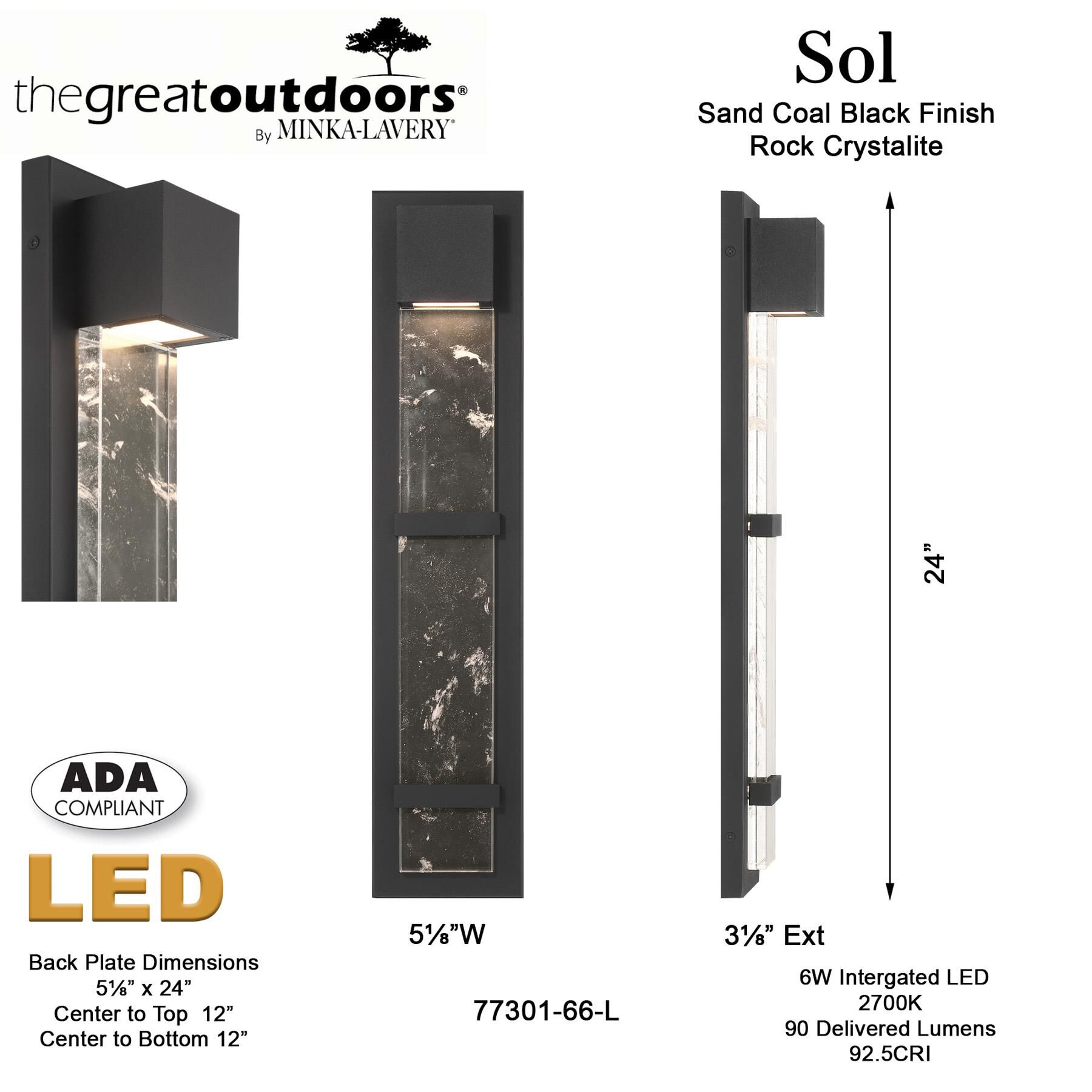 Shown in Sand Coal finish and Rock Crystalite glass