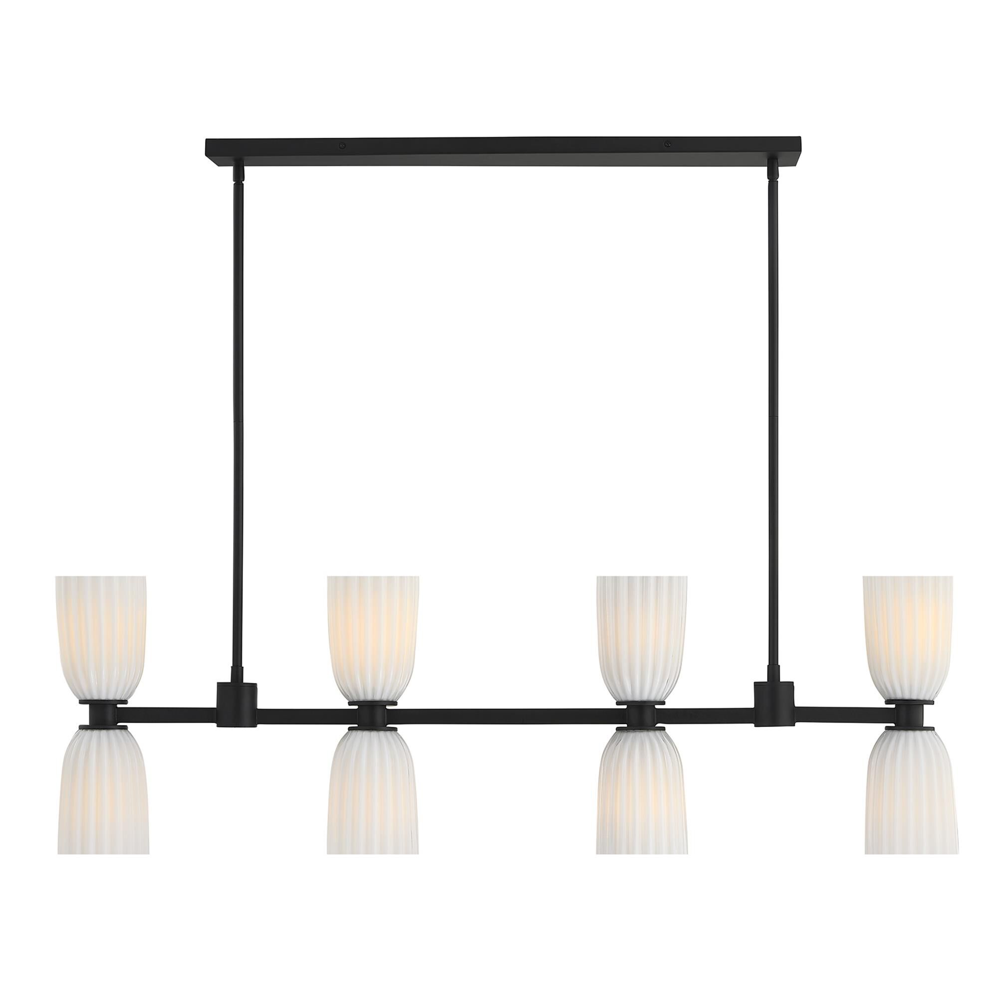Shown in Matte Black finish and White Opal Ribbed glass
