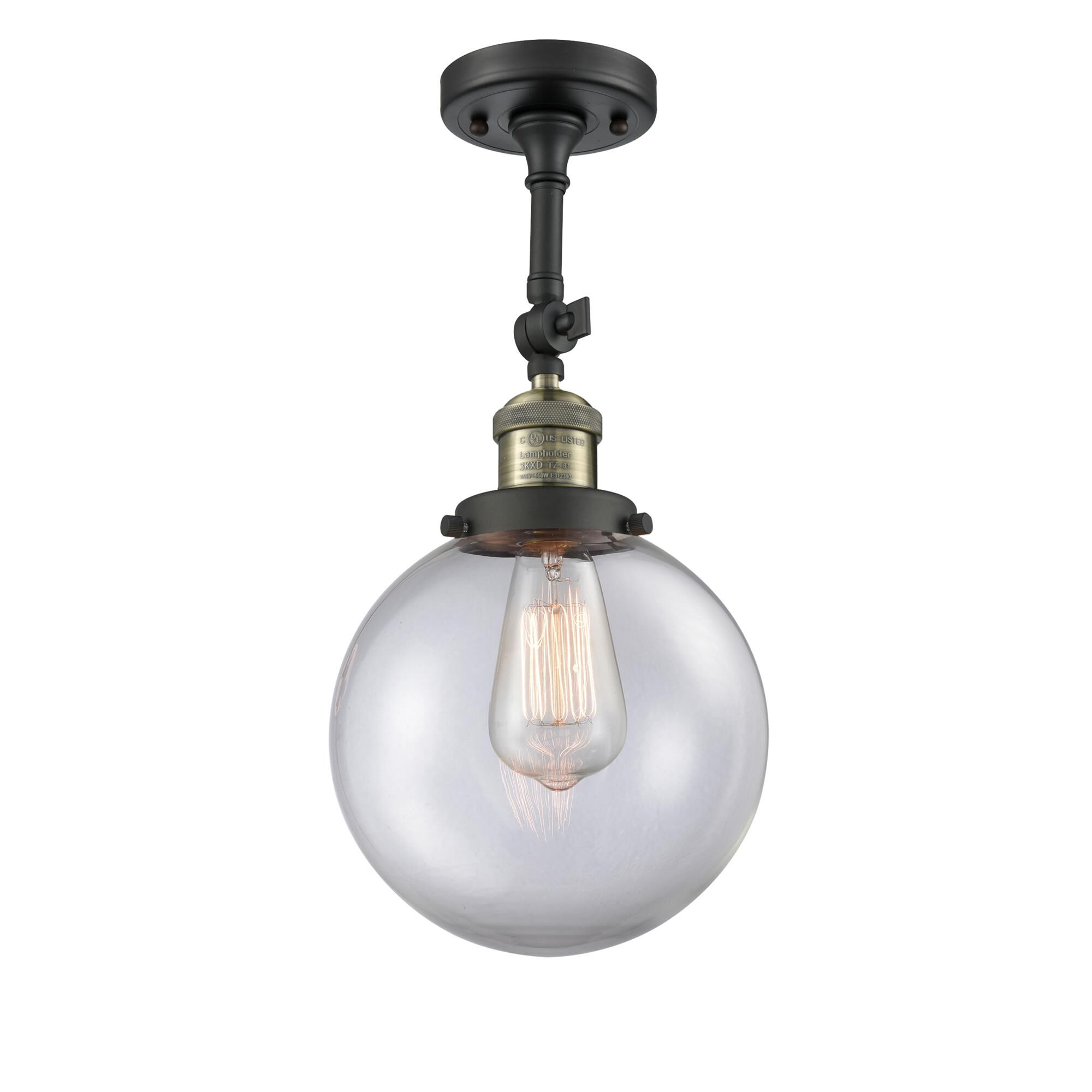 Shown in Black Antique Brass finish and Clear glass and No Accent accent