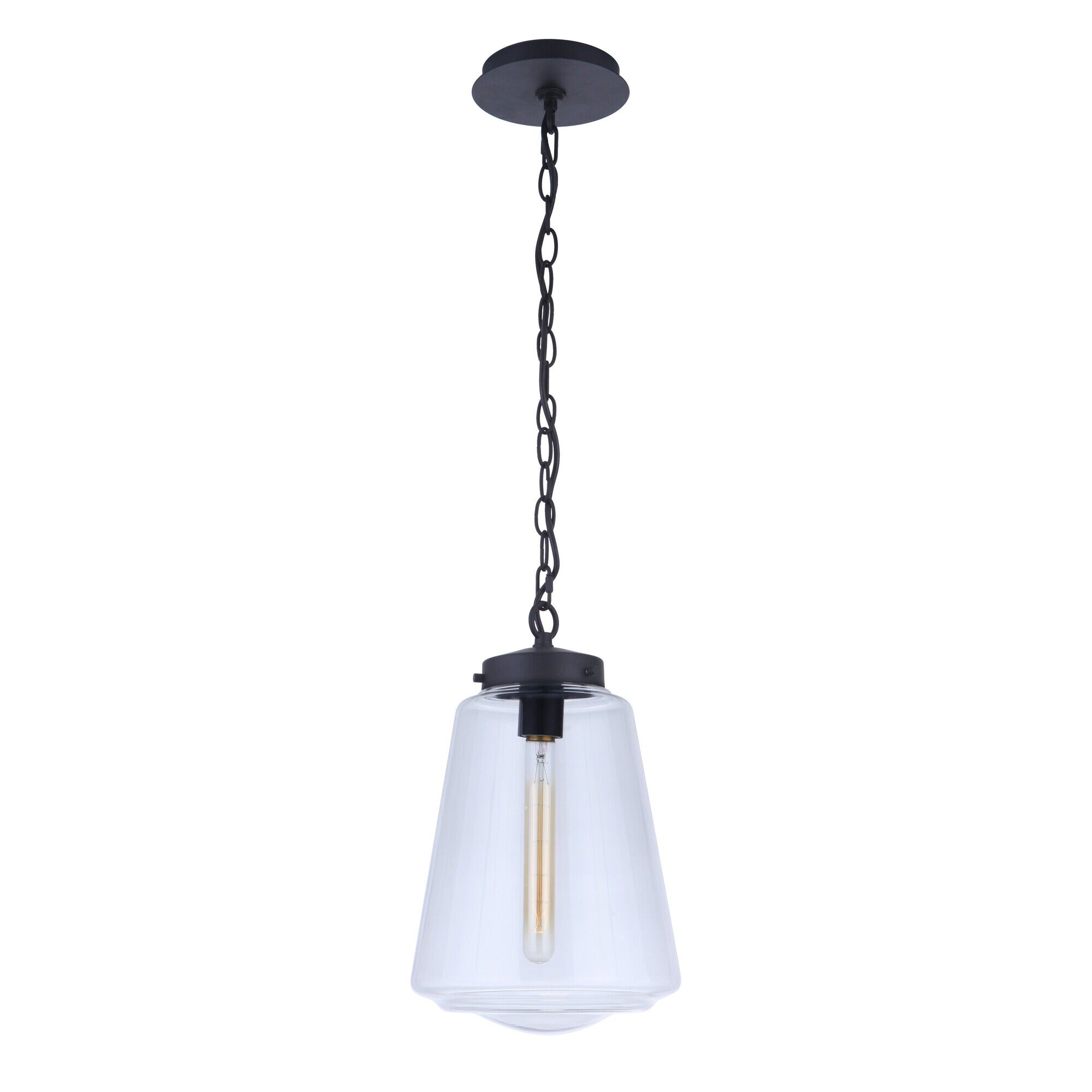 Shown in Midnight finish and Clear glass and Glass shade