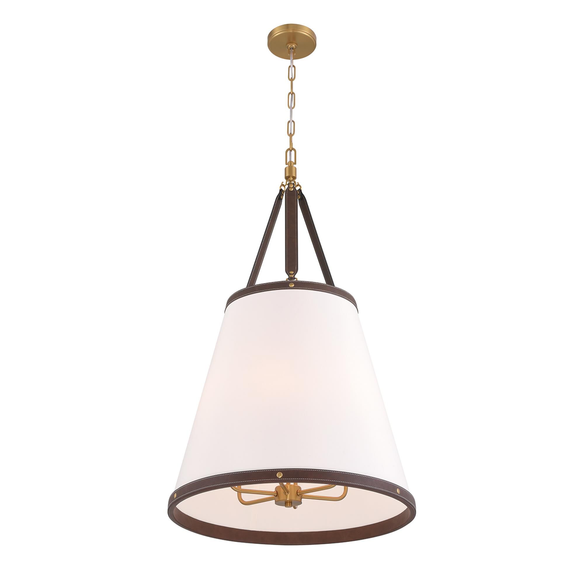 Shown in Luxe Gold finish and Linen shade