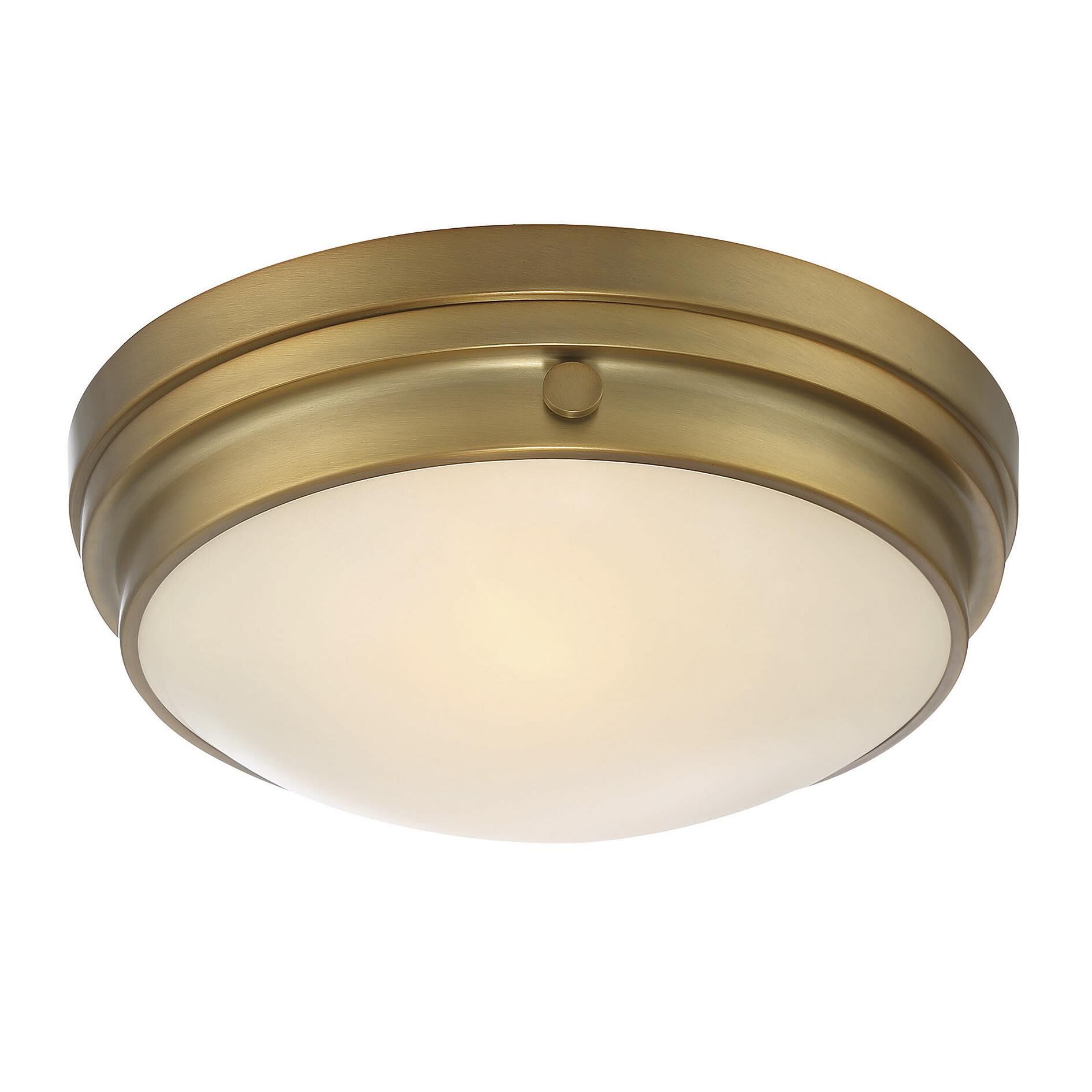Shown in Warm Brass finish and White  glass