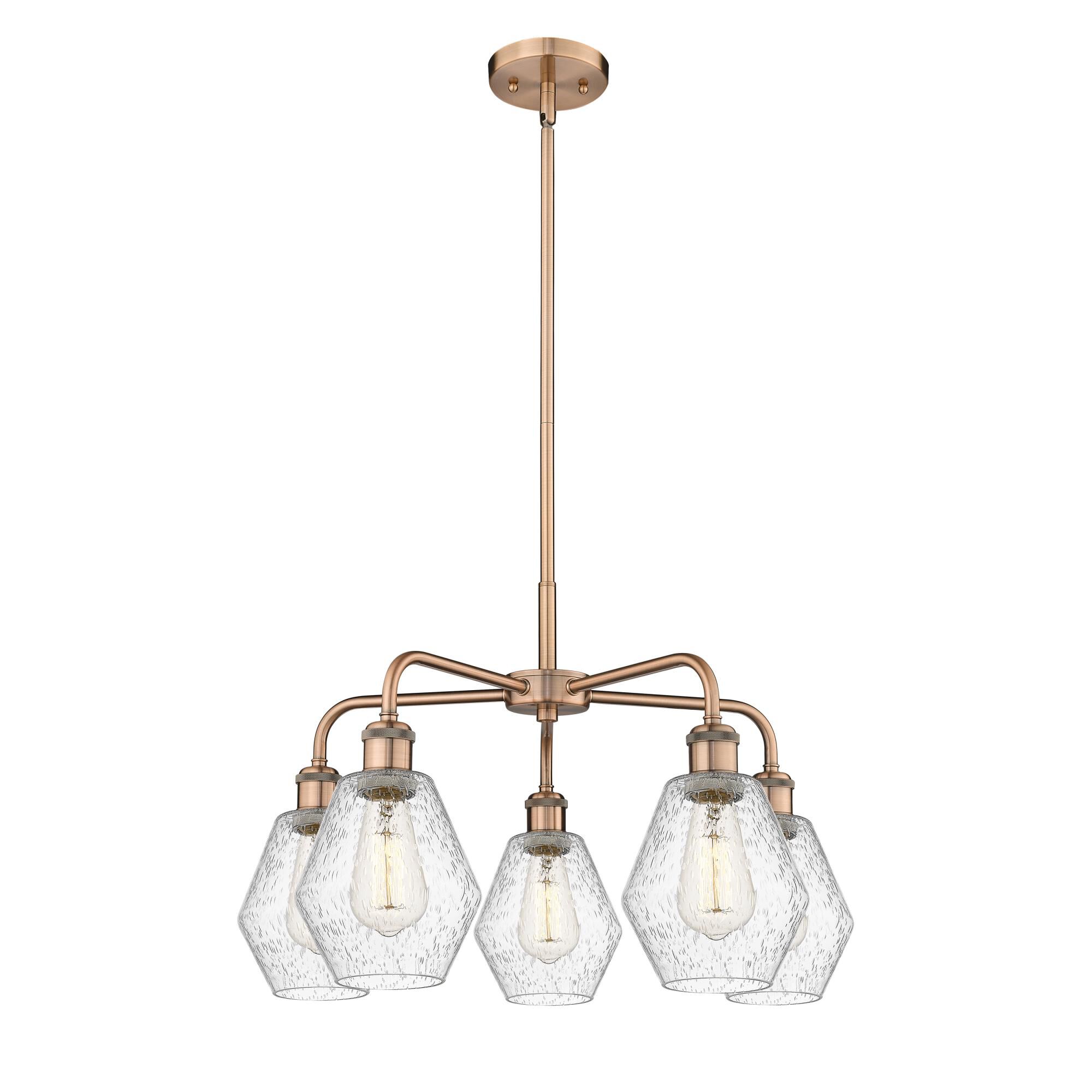 Shown in Antique Copper finish and Seedy glass