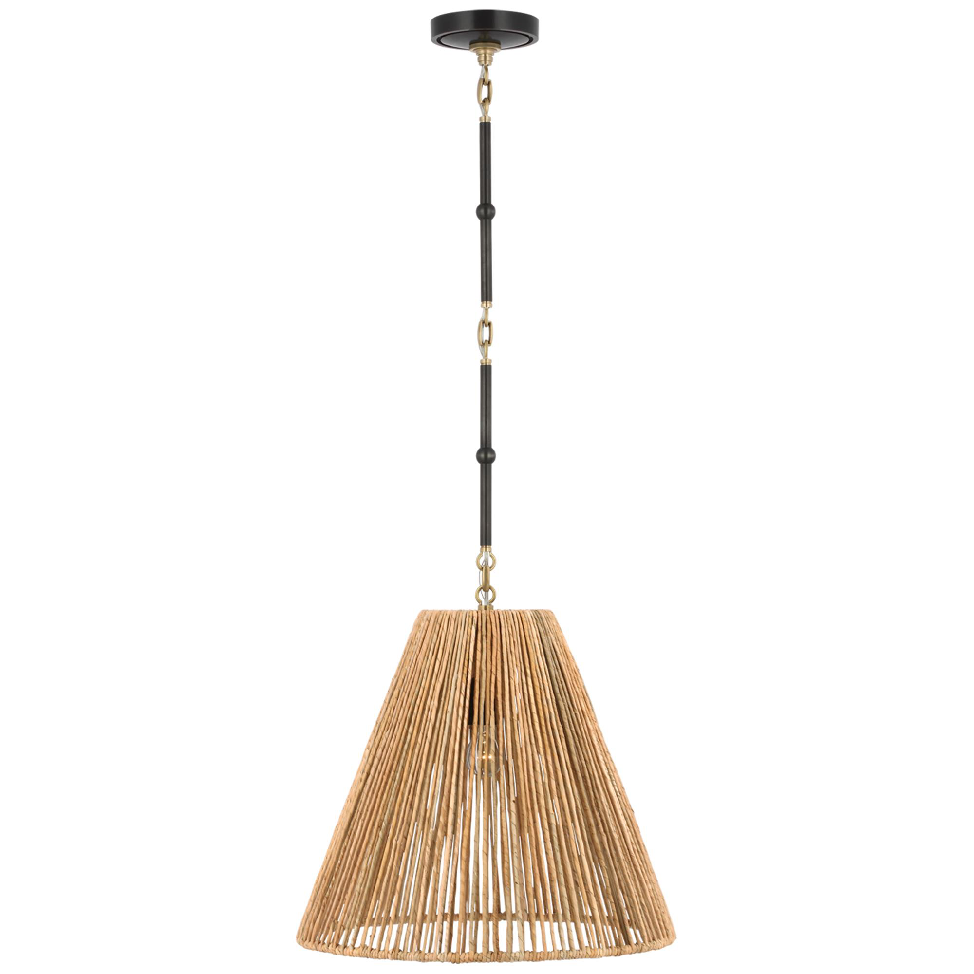Shown in Bronze and Hand-Rubbed Antique Brass finish and Natural Abaca shade