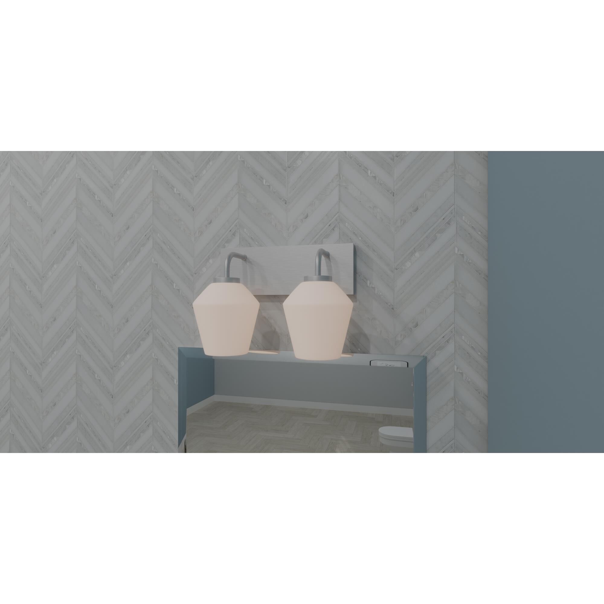 Shown in Brushed Nickel finish and Opal Etched glass