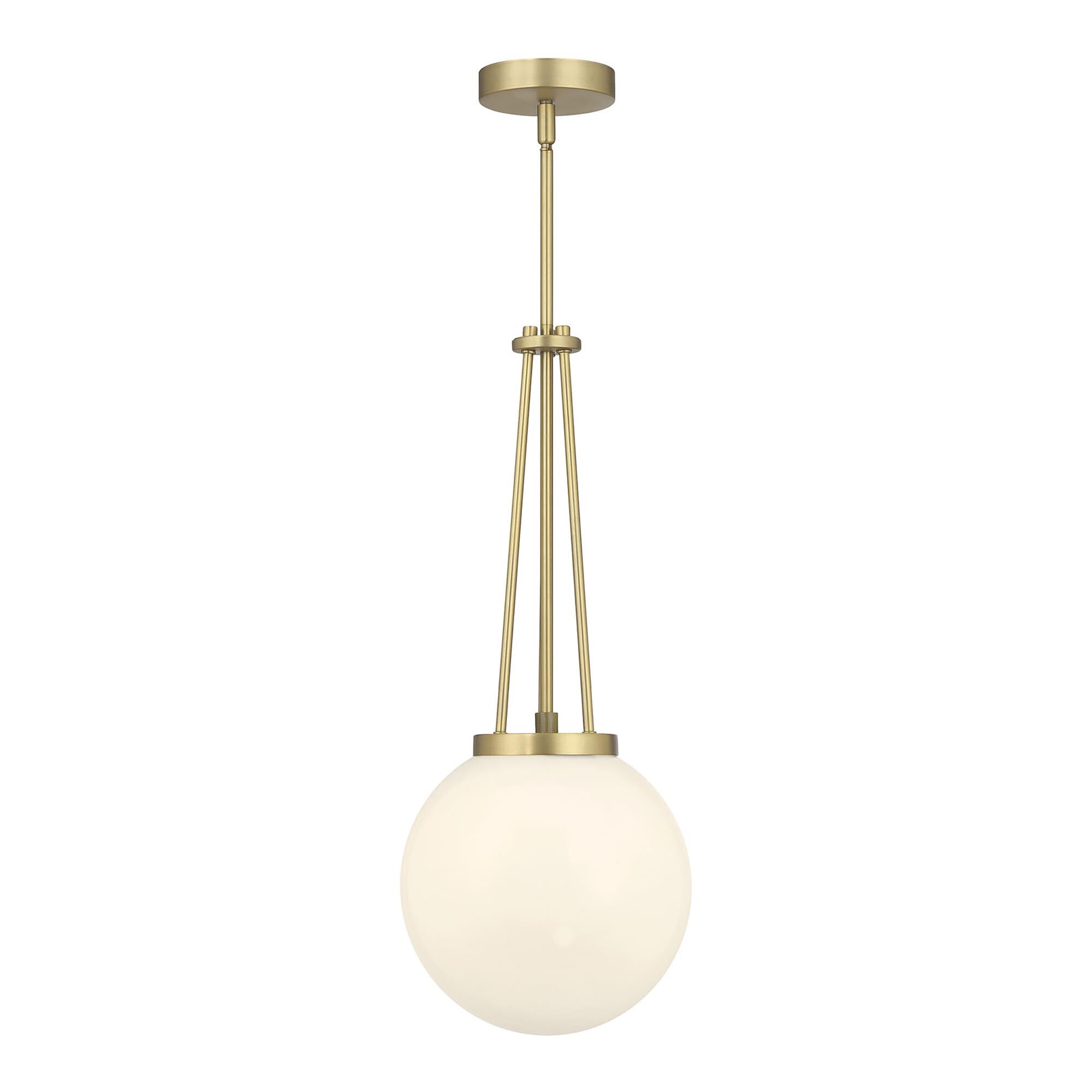 Shown in Vintage Brass finish and Shiny Opal glass