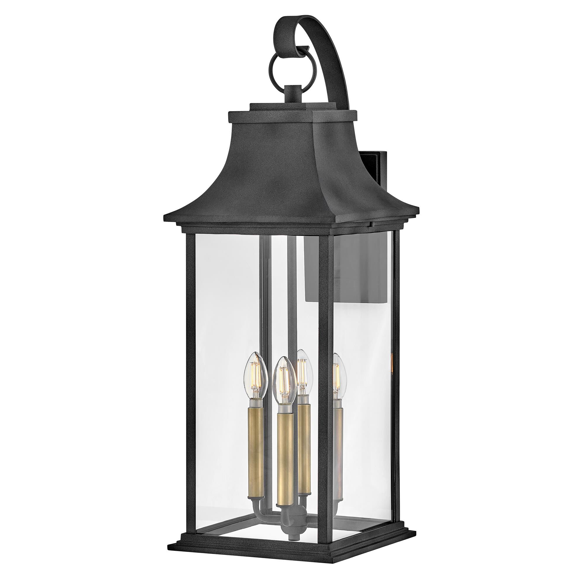 Shown in Aged Zinc with Heritage Brass Accents finish and Clear glass