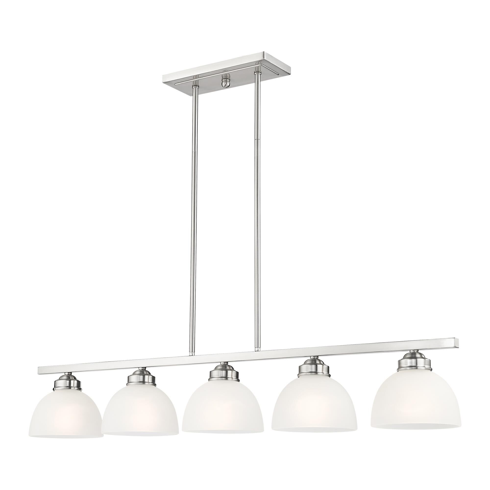 Shown in Brushed Nickel finish and Satin glass