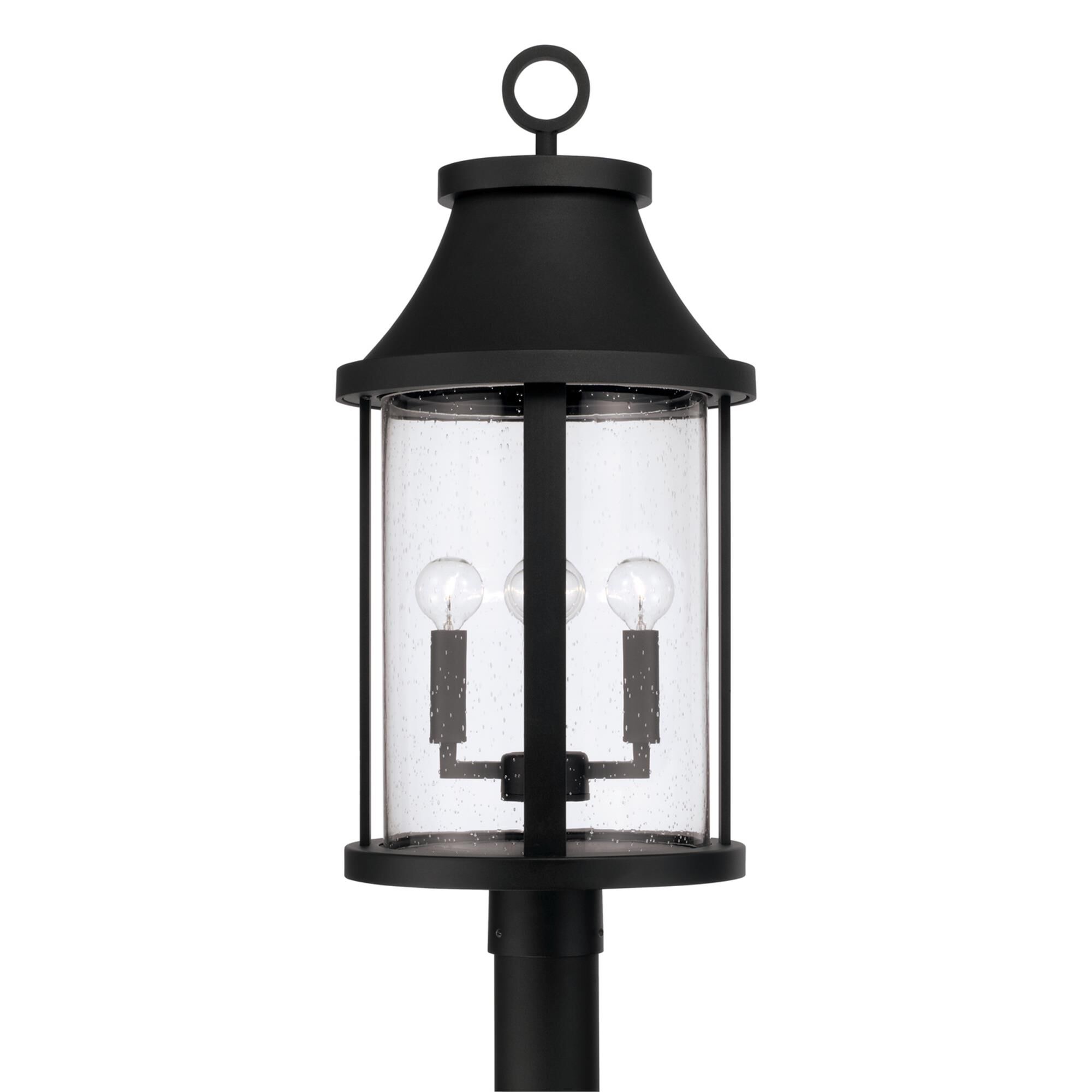 Shown in Black finish and Clear Seeded glass