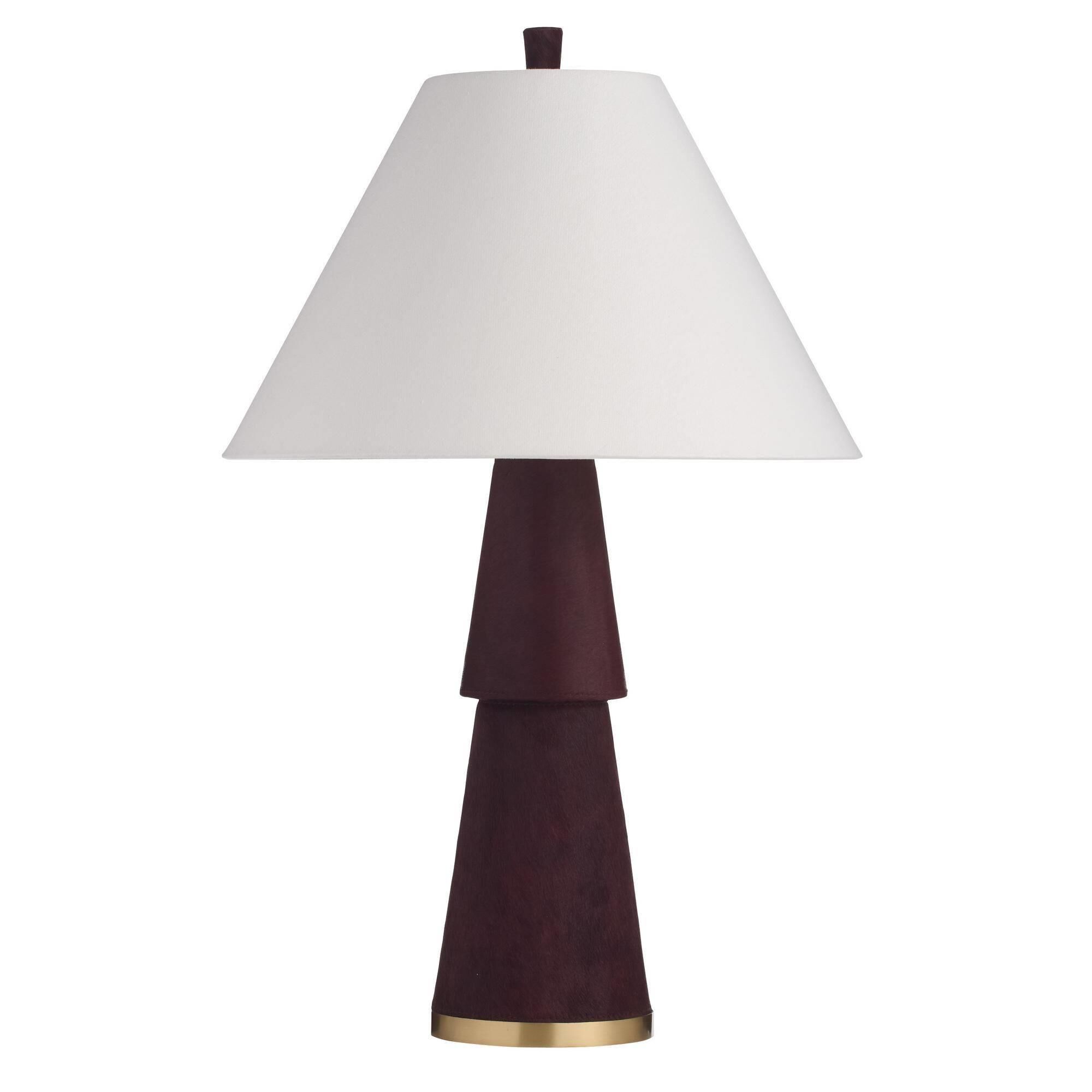 Shown in Burgundy and Antique Brass finish and Off-White shade