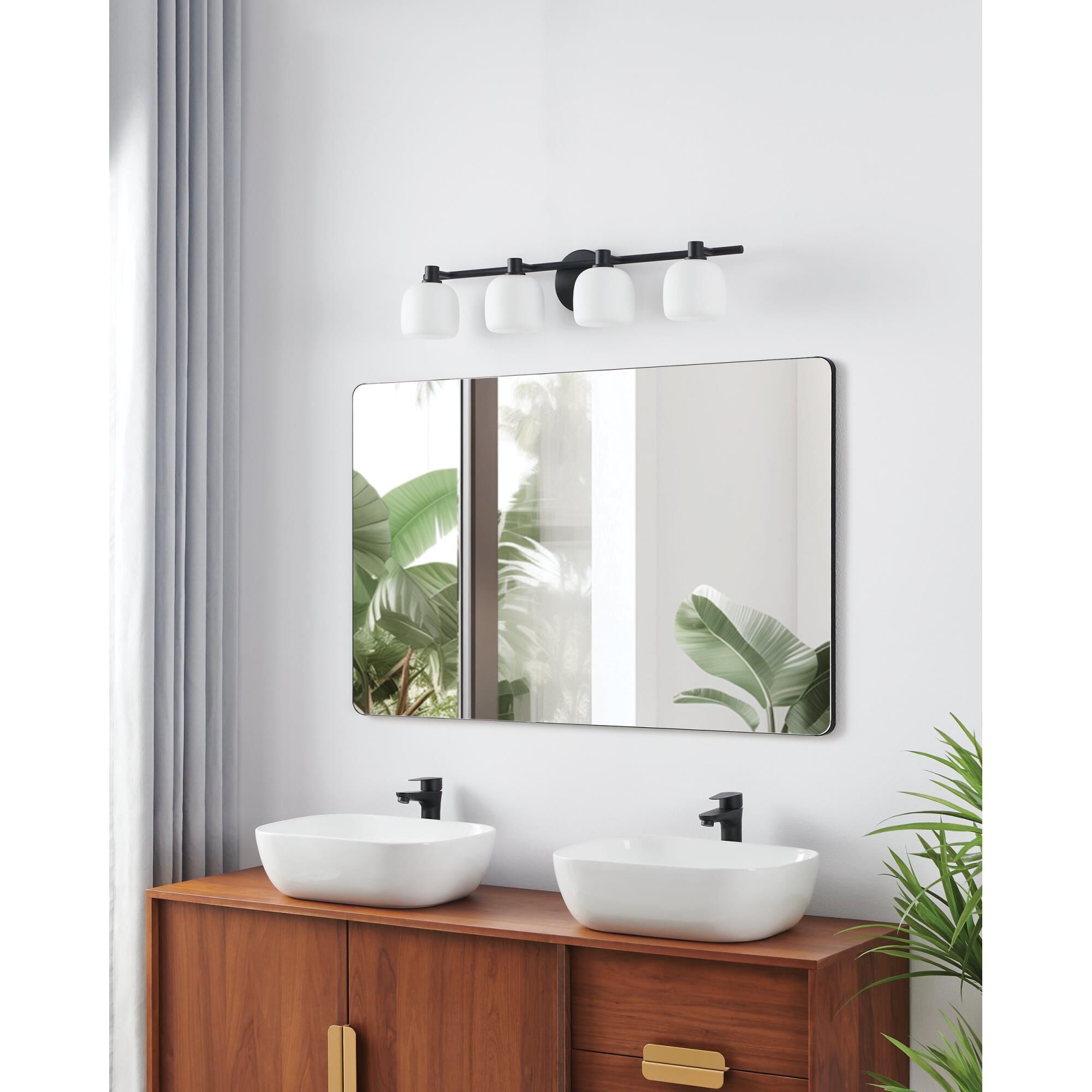 Shown in Matte Black finish and Etched Opal glass