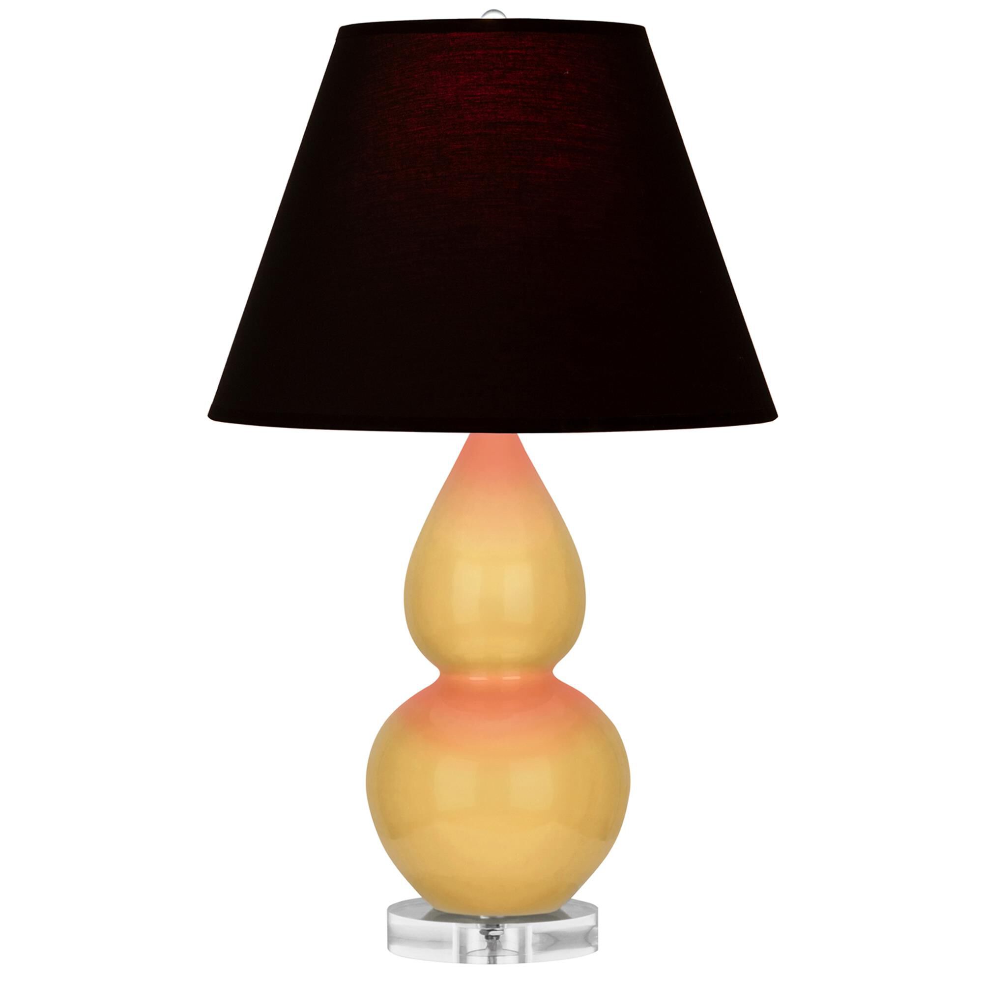 Shown in Sunset finish and Ink Black with Rose Red Lining shade and Lucite accent