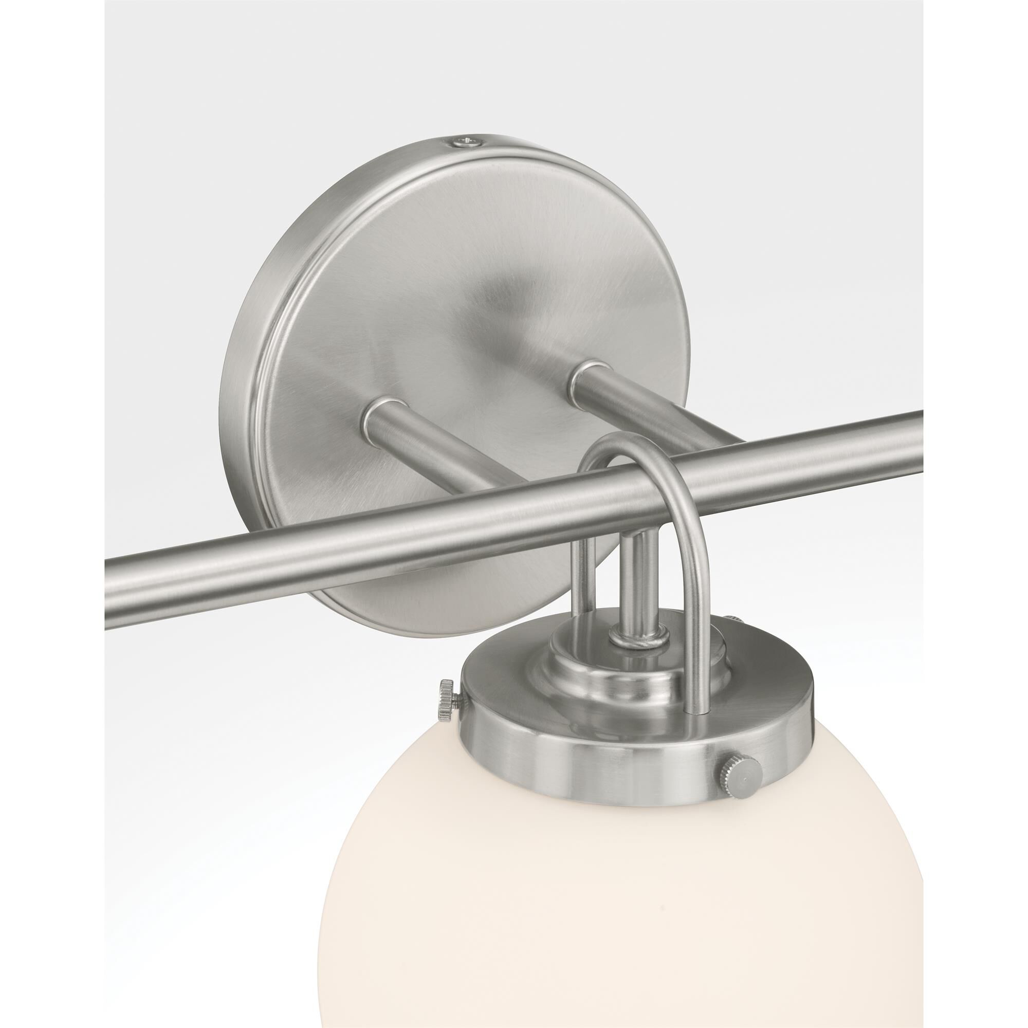 Shown in Brushed Nickel finish and Etched White glass