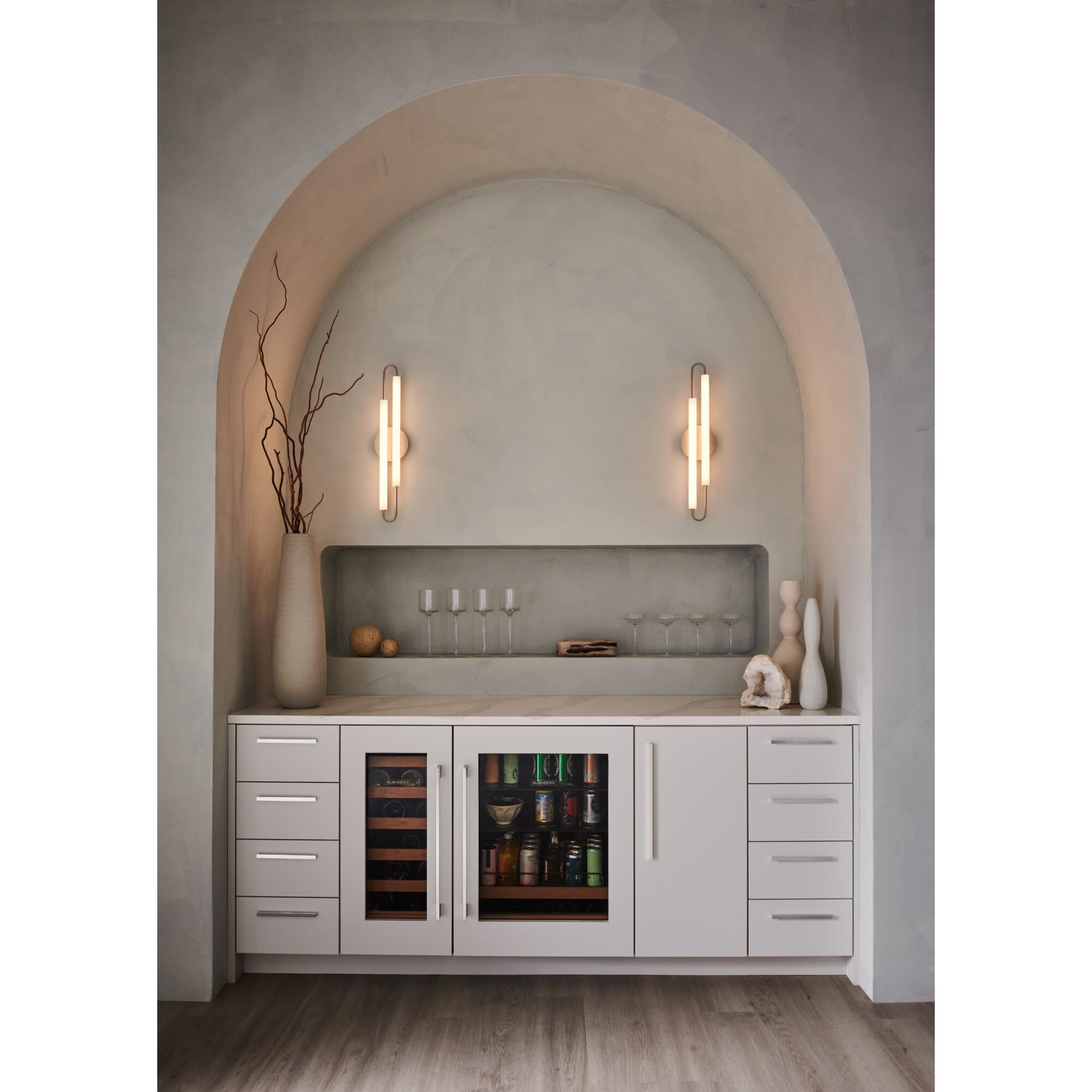 Shown in Brushed Nickel finish and Etched glass