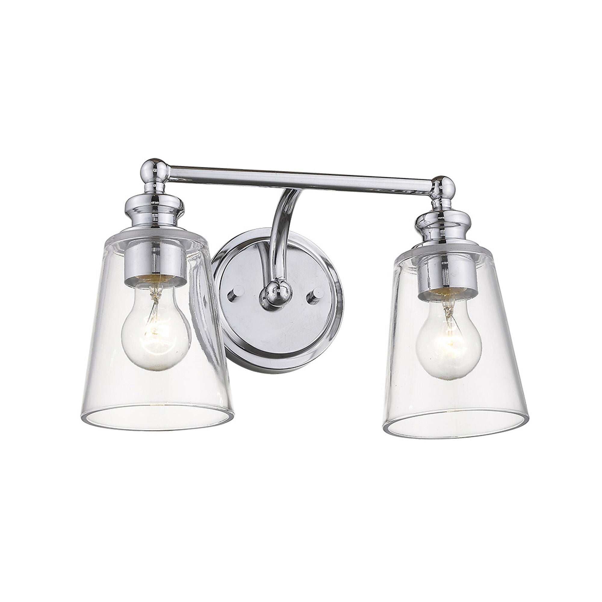 Shown in Chrome finish and Clear glass and Clear, Cone Shaped Glass shade