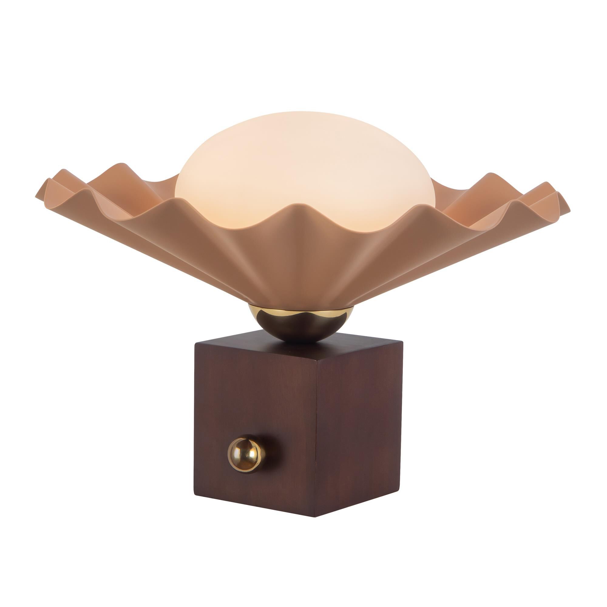 Shown in Peach finish and Matte Opal glass