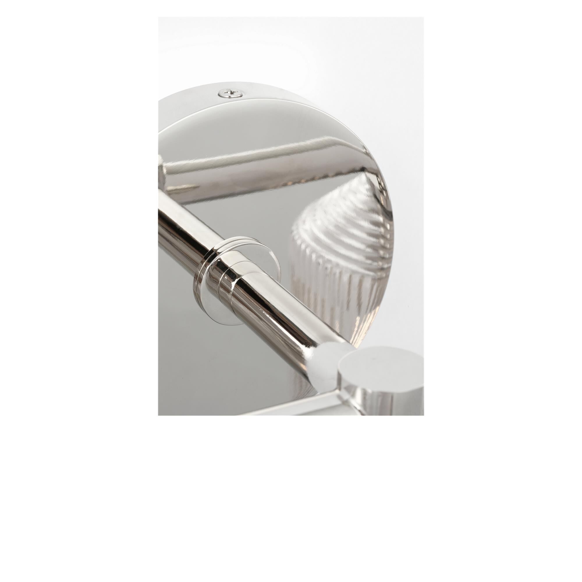 Shown in Polished Nickel finish and Clear Ribbed glass