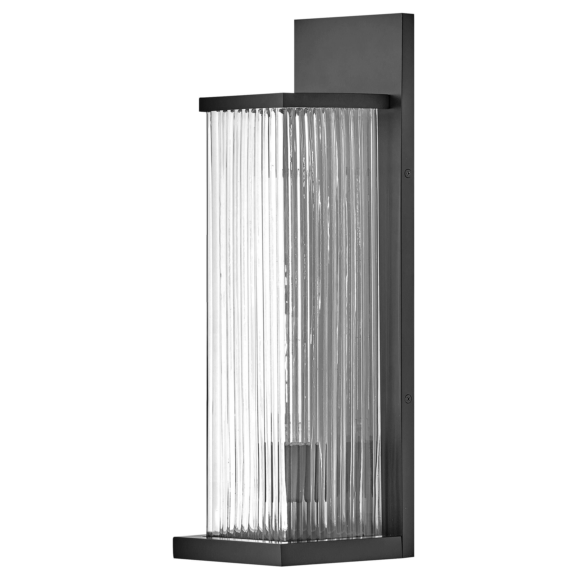 Shown in Black finish and Clear Ribbed glass