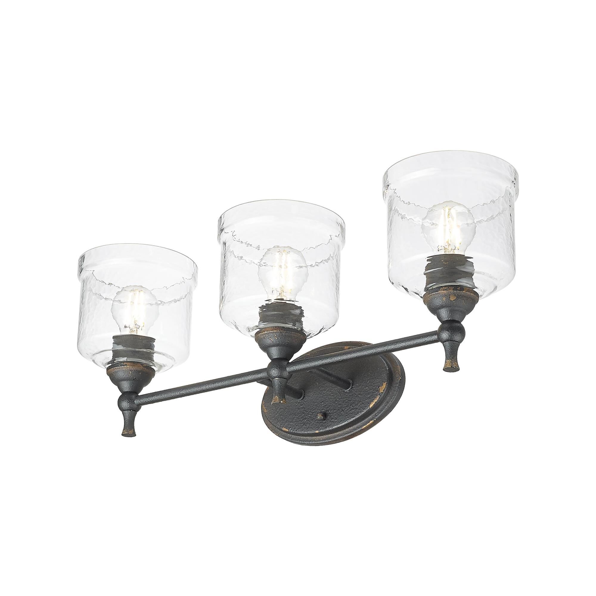 Shown in Antique Black Iron finish and Hammered Water glass