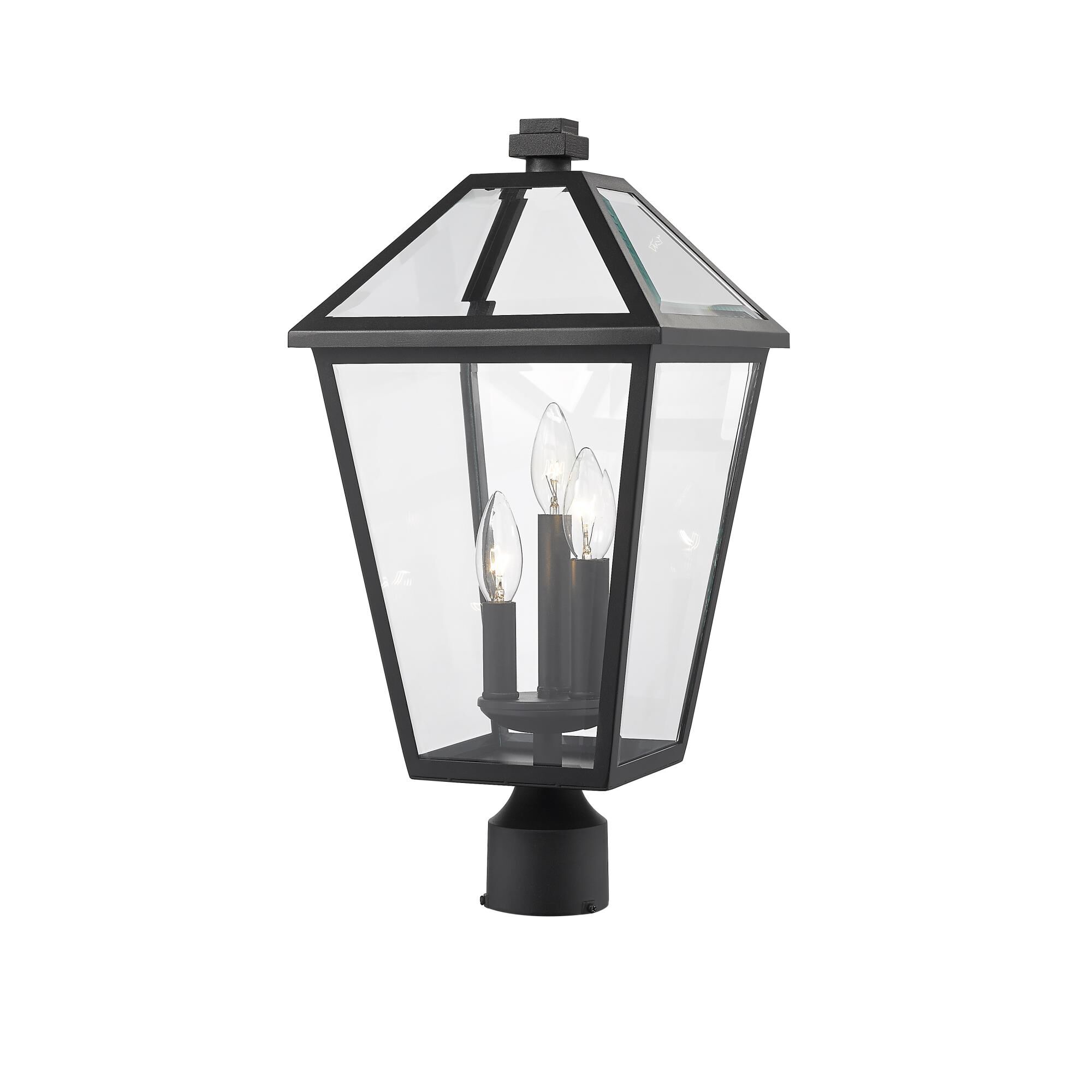 Shown in Black finish and Glass shade