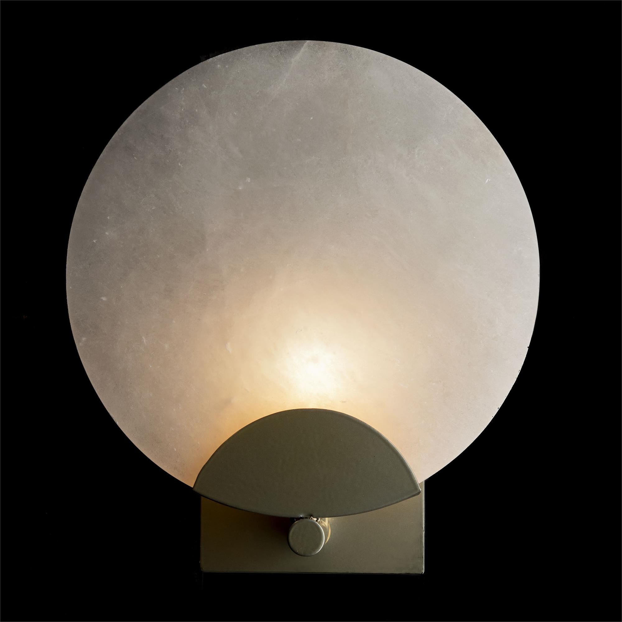 Shown in Modern Brass finish and White Alabaster shade