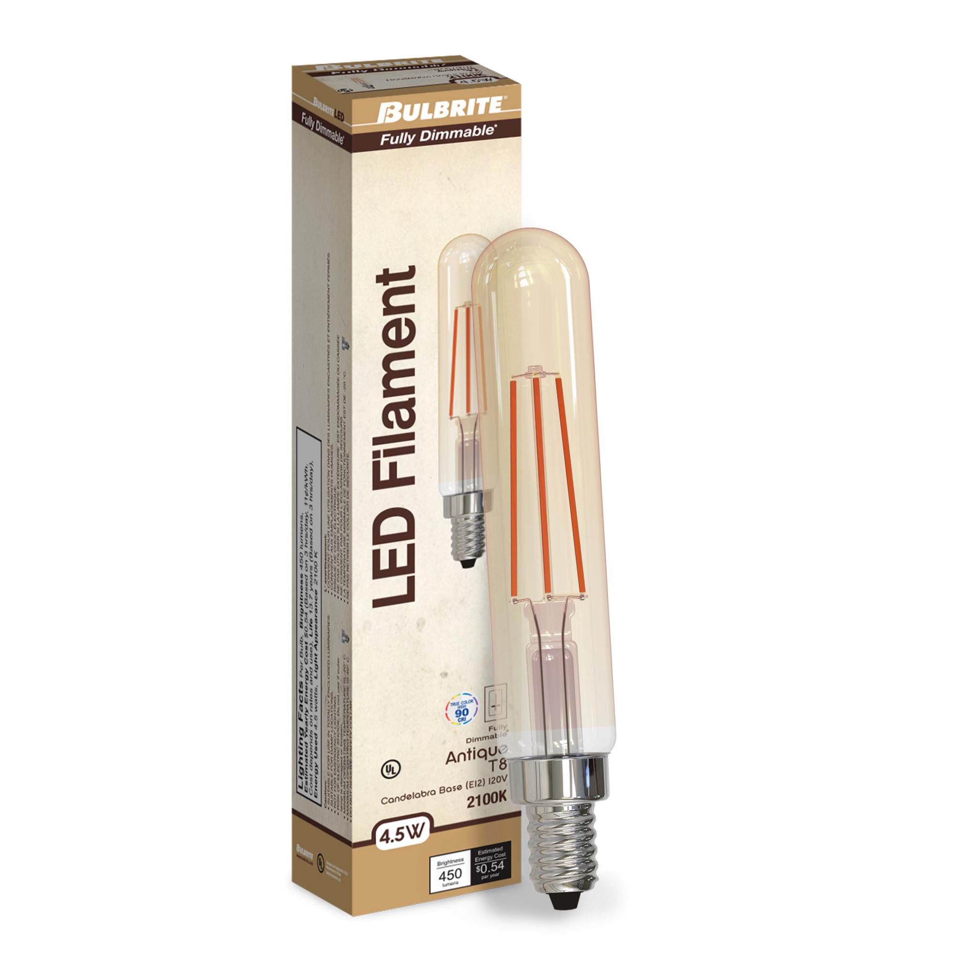 Dimmable 4.5 Watt 2100K T8 LED Light Bulb by Bulbrite